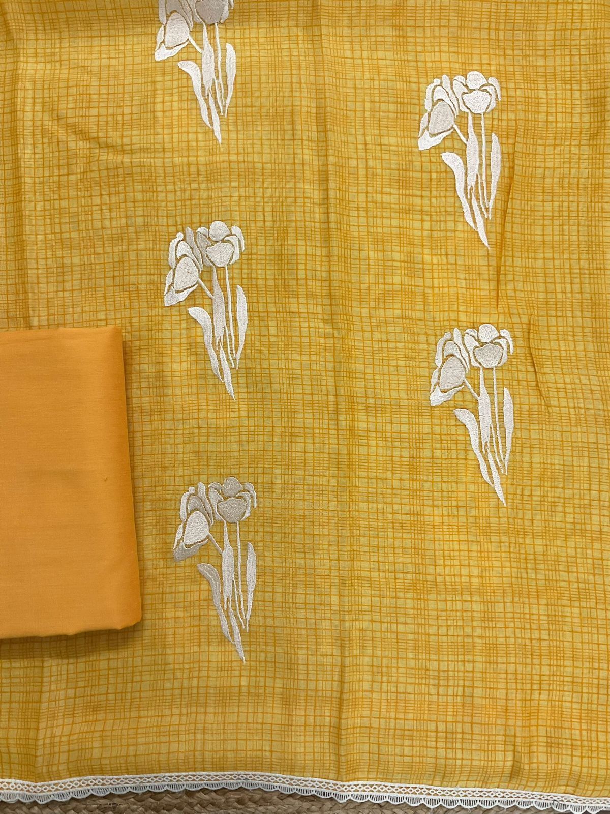 Pure Chanderi Printed Embroidered Suit - Yellow
