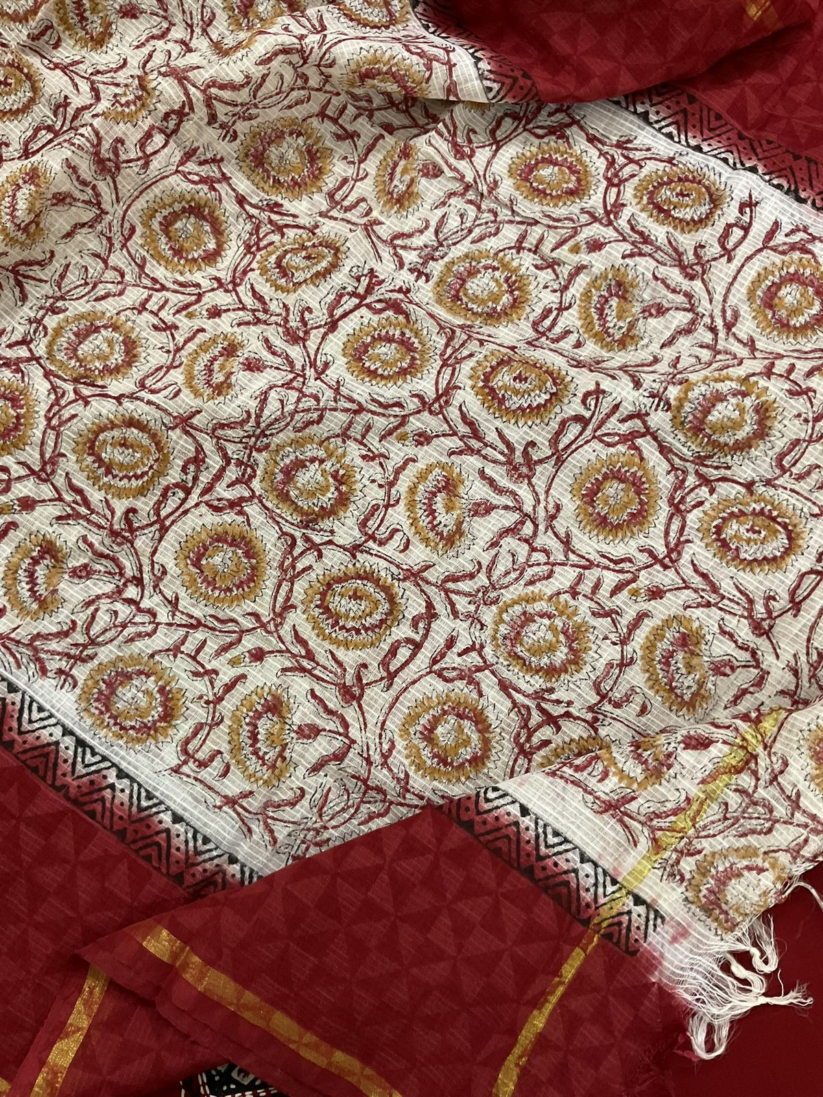 Pure Jaam Cotton Printed Embroidered Suit - Maroon