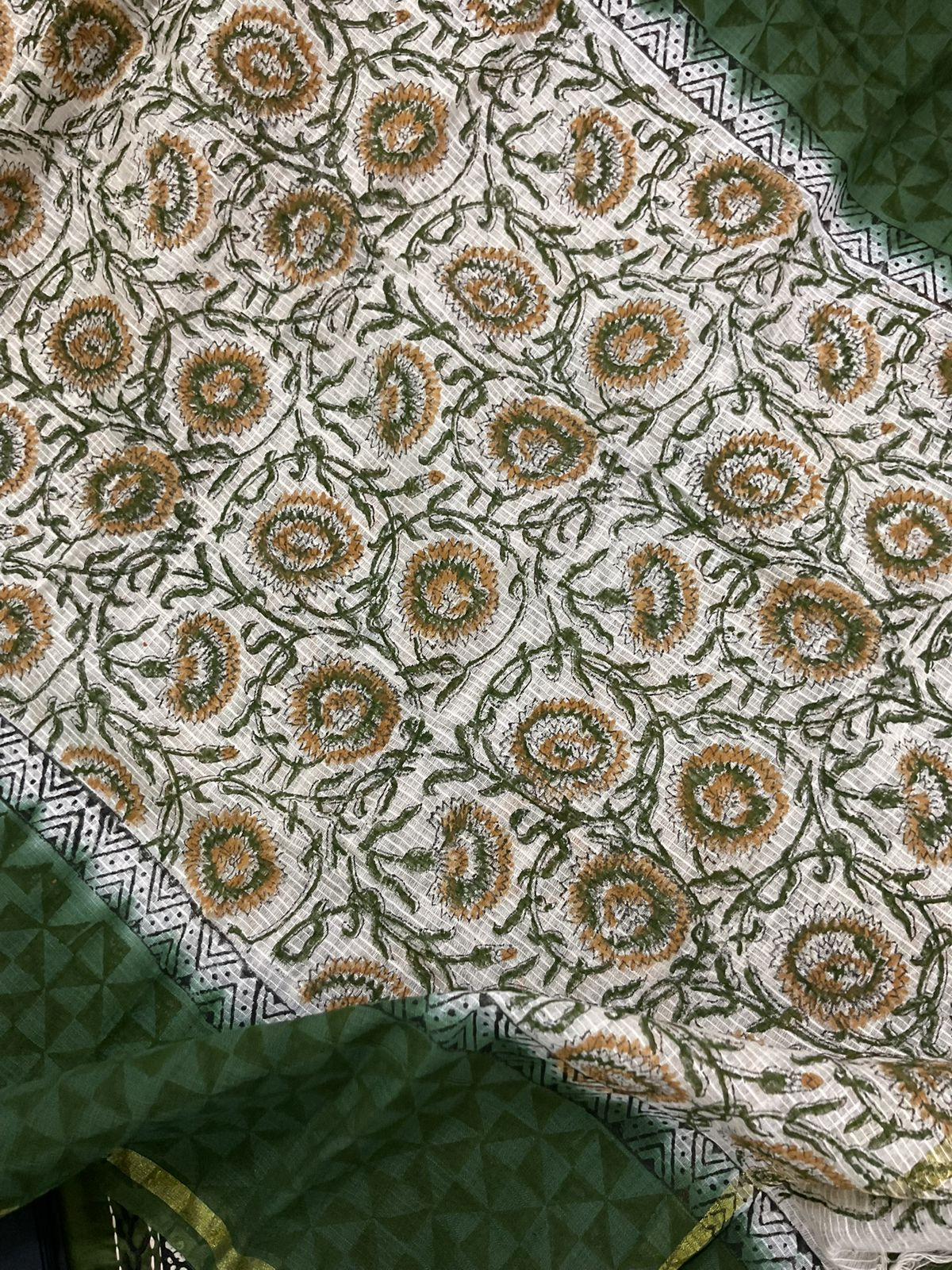 Pure Jaam Cotton Printed Embroidered Suit - Green