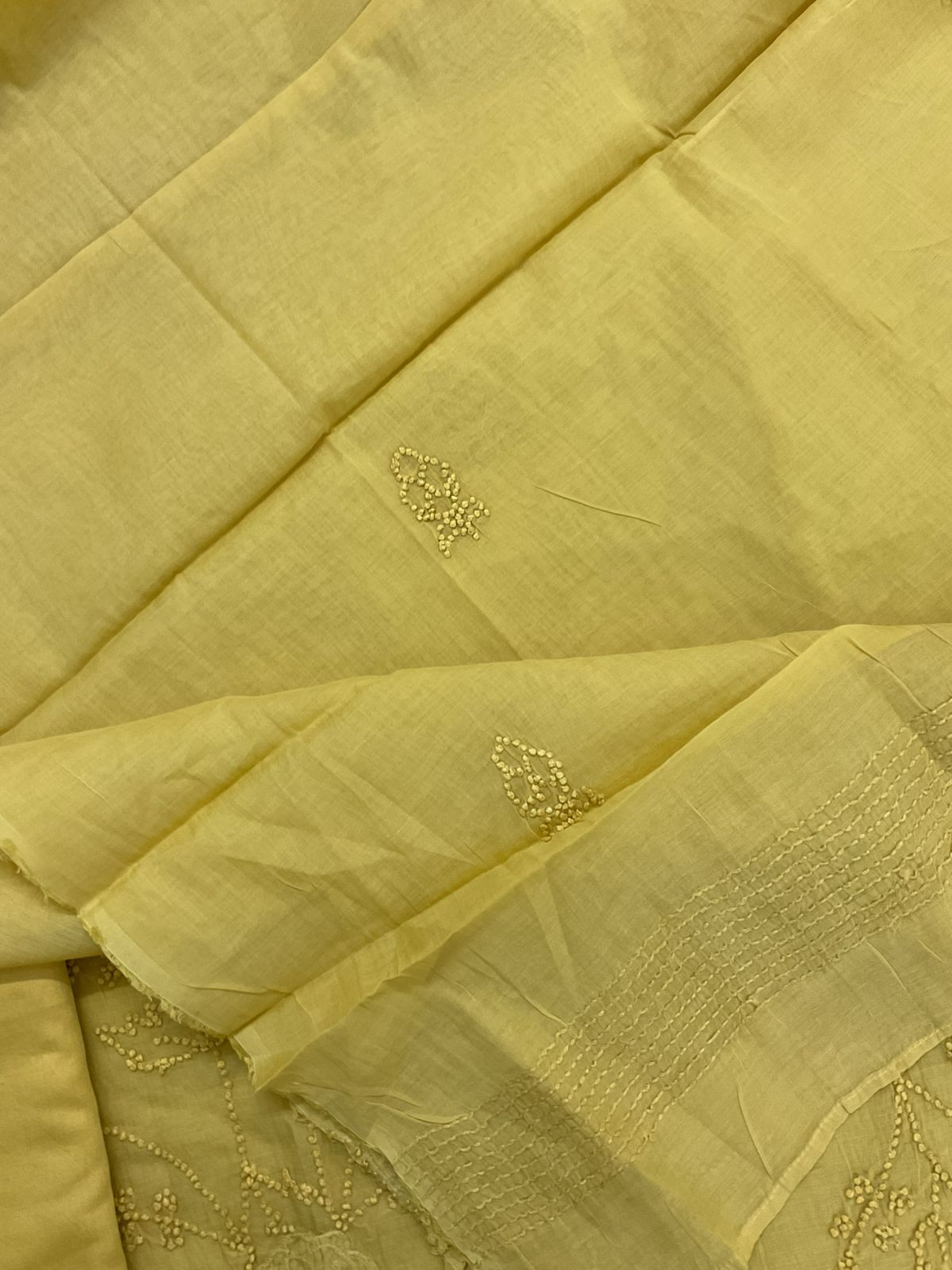 Soft Fine Chanderi Embroidered Suit - Yellow