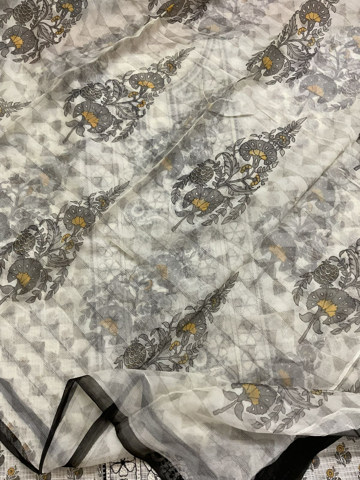 Pure Kota Cotton Printed Embroidered Suit - Off White