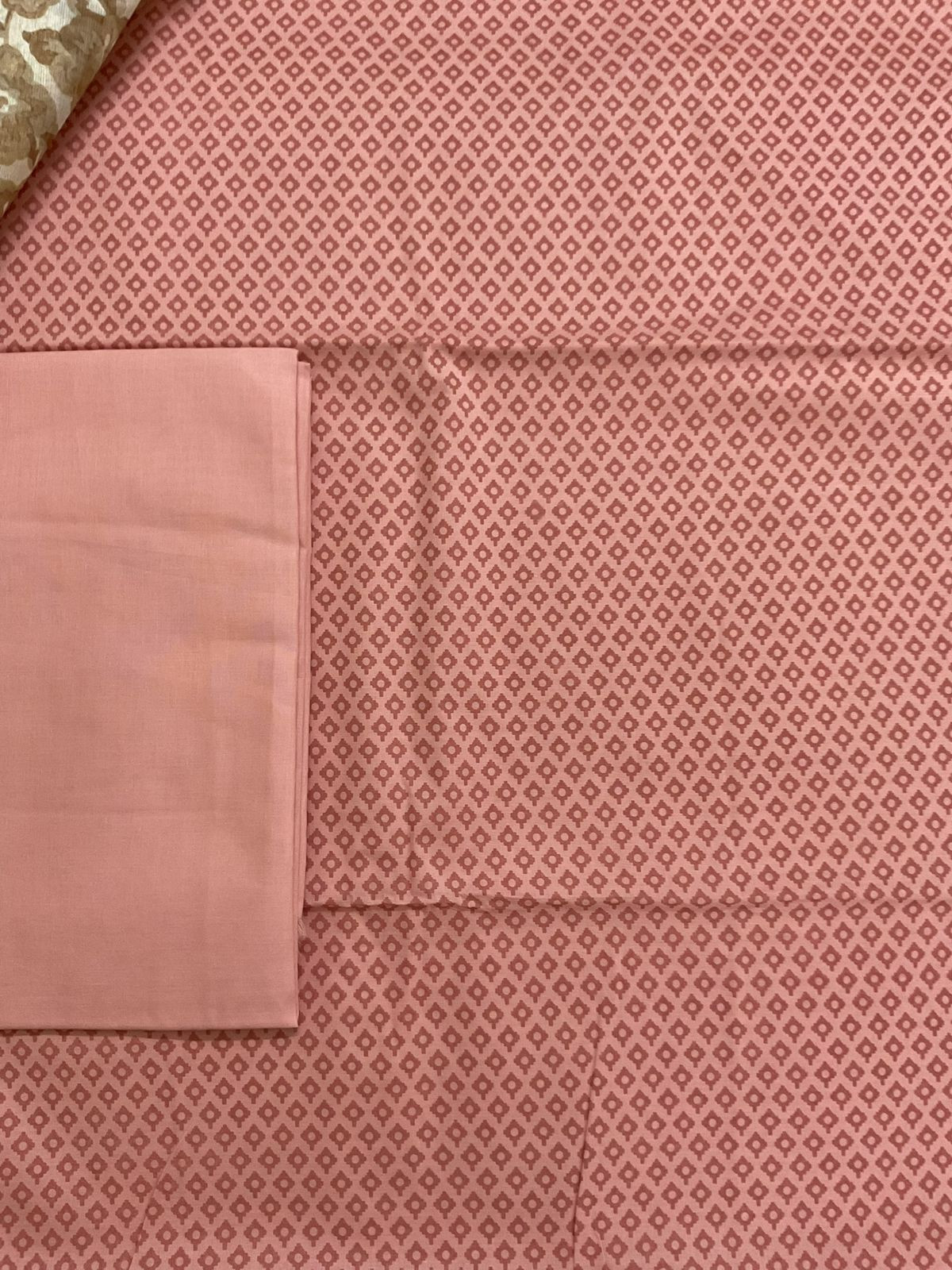 Pure Cotton Printed Embroidered Suit - Peach