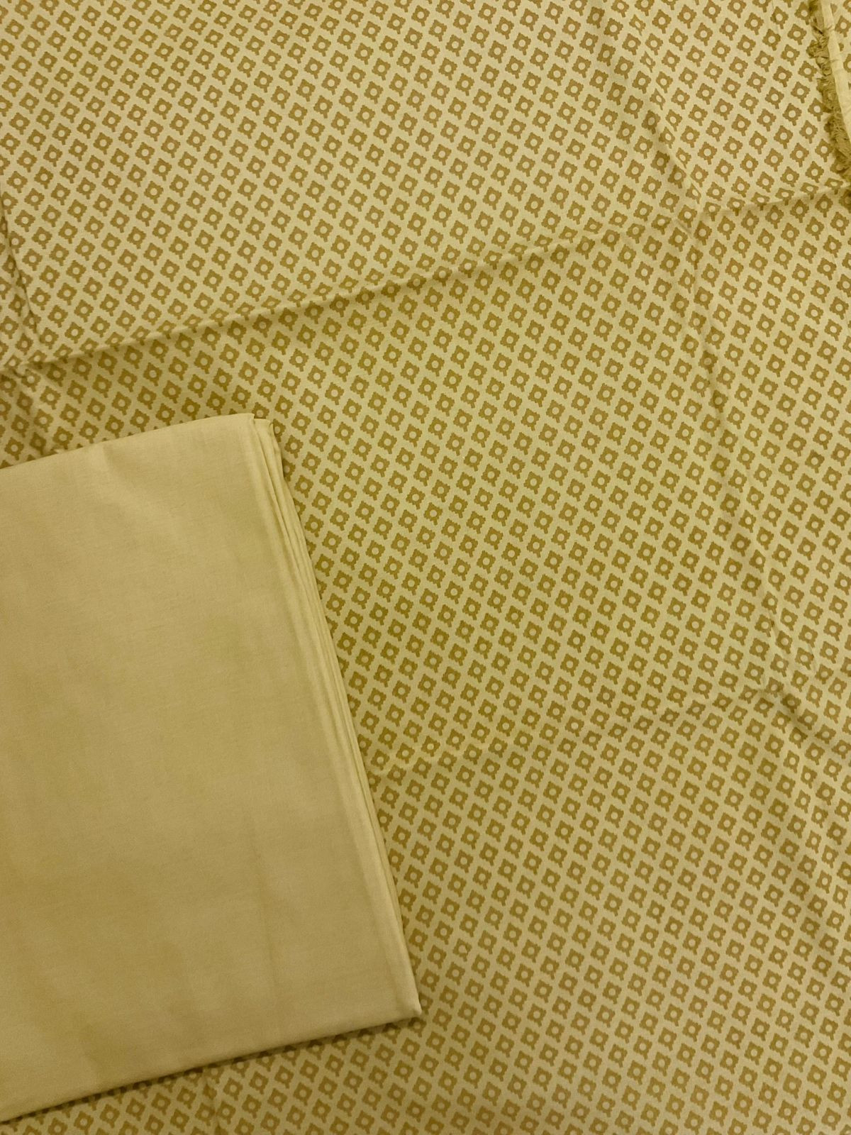 Pure Cotton Printed Embroidered Suit - Yellow