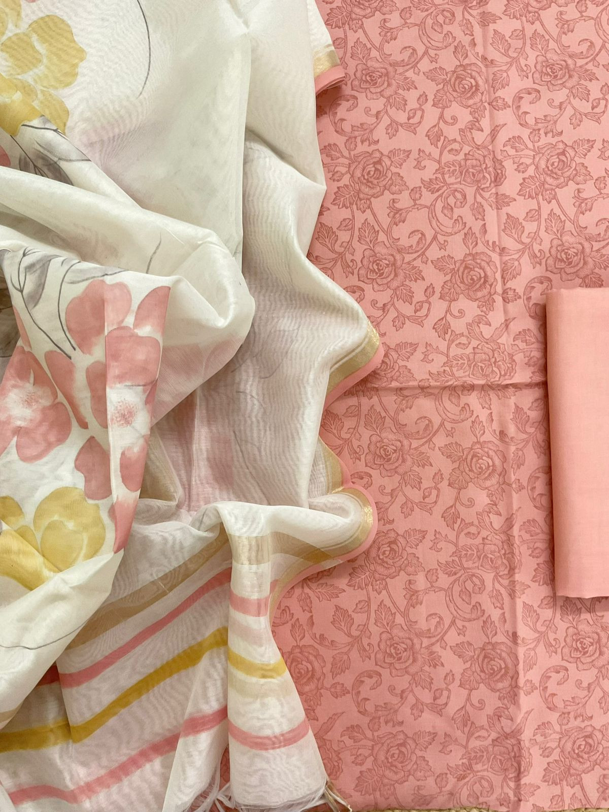 Pure Cotton Printed Suit - Peach