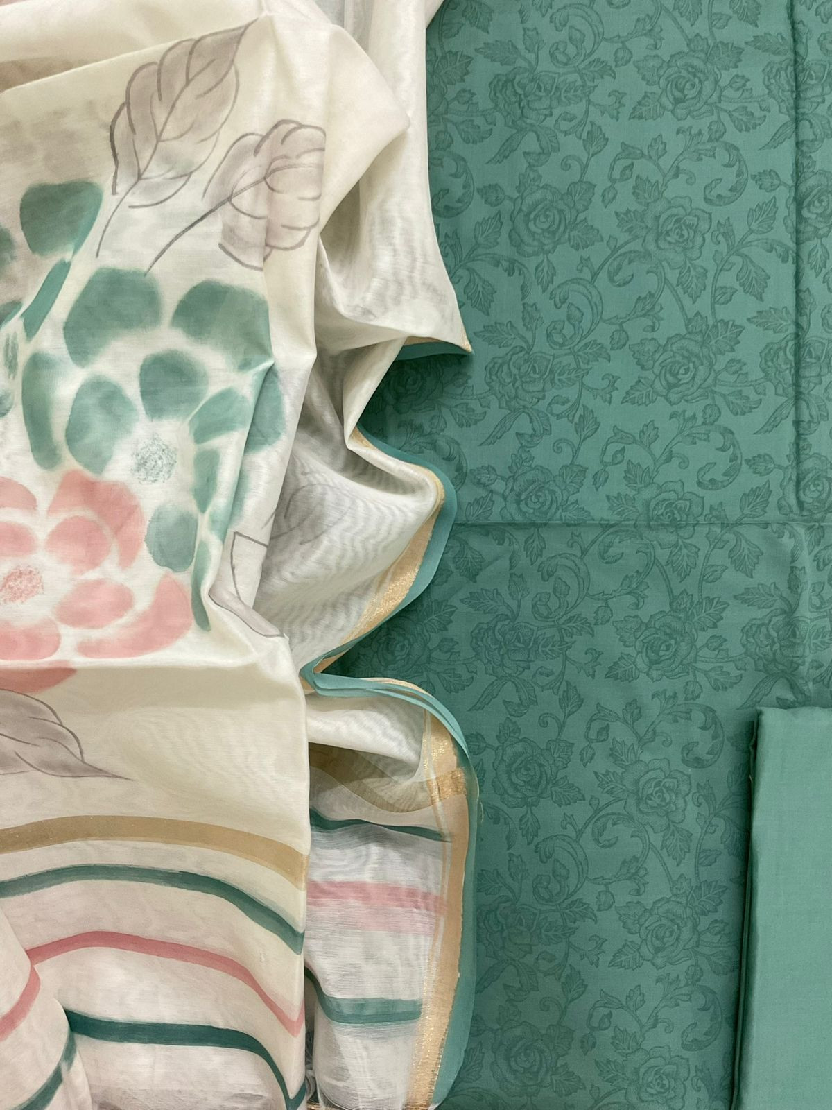 Pure Cotton Printed Suit - Blue