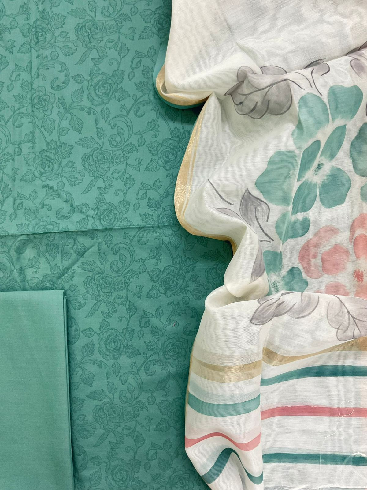 Pure Cotton Printed Suit - Blue