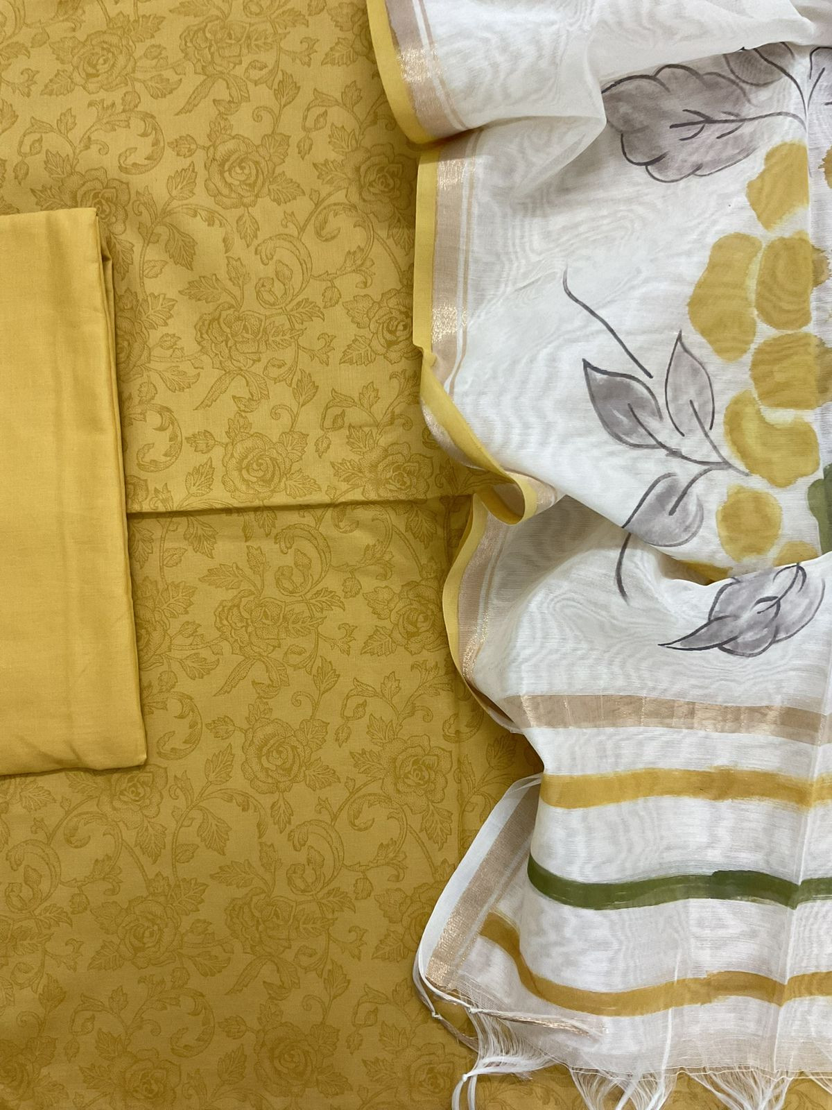 Pure Cotton Printed Suit - Yellow