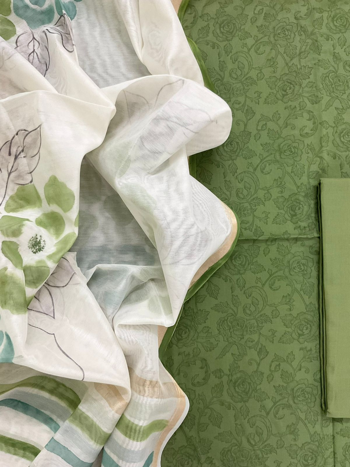 Pure Cotton Printed Suit - Green