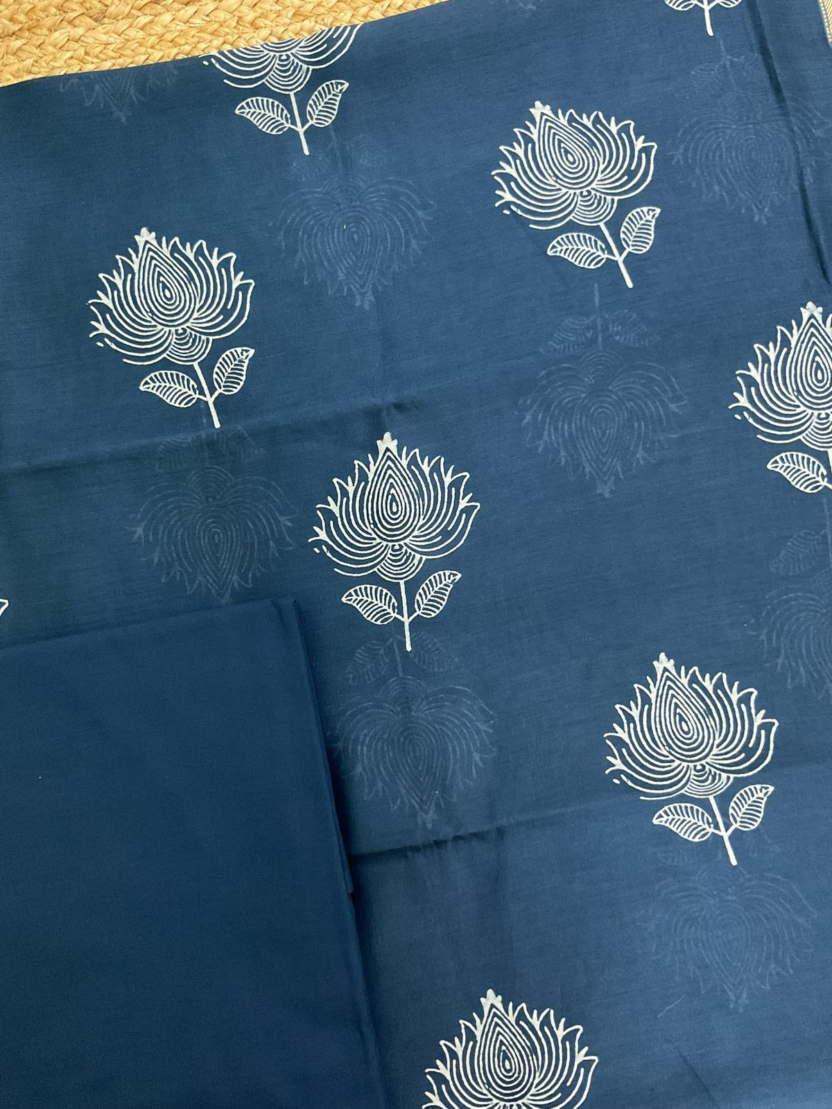 Pure Maheshwari Printed Suit - Blue