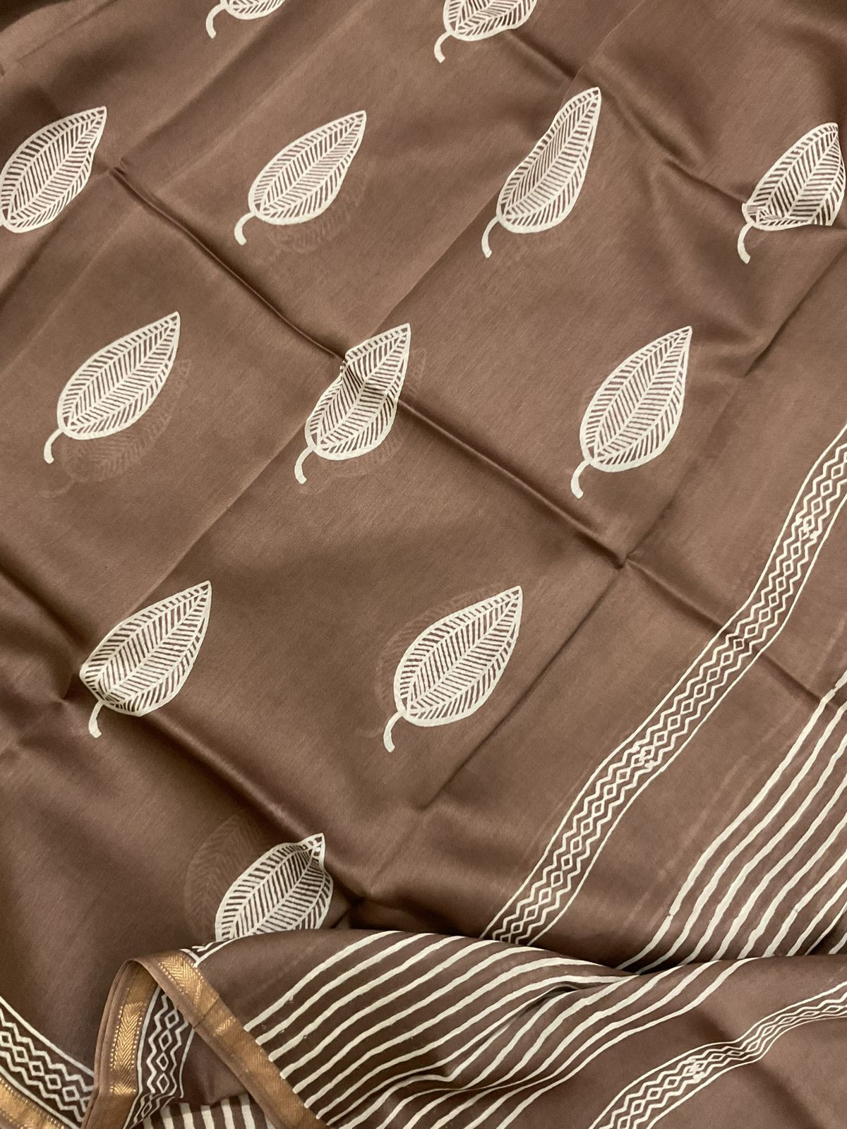 Pure Maheshwari Printed Suit - Brown