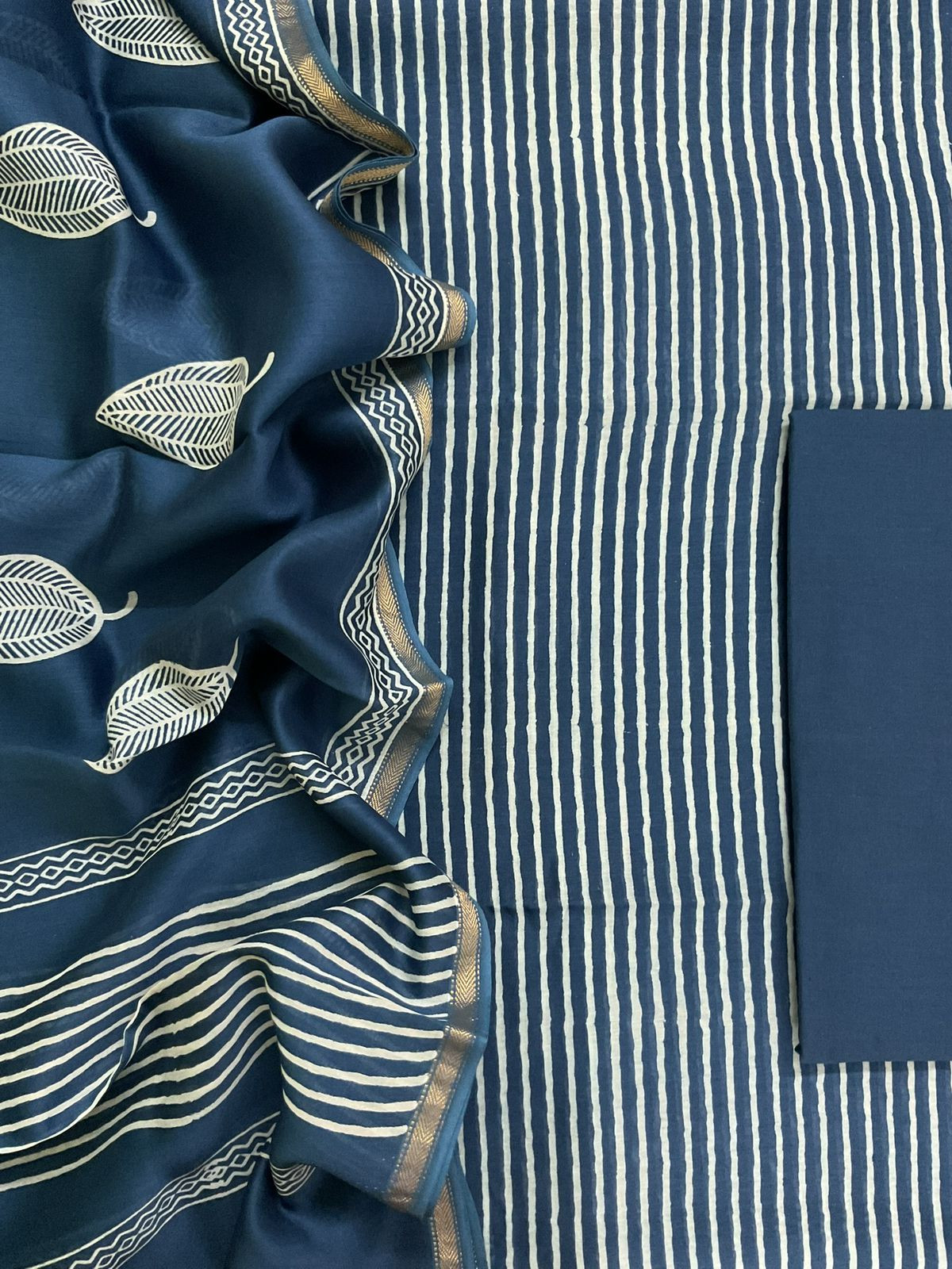 Pure Maheshwari Printed Suit - Blue