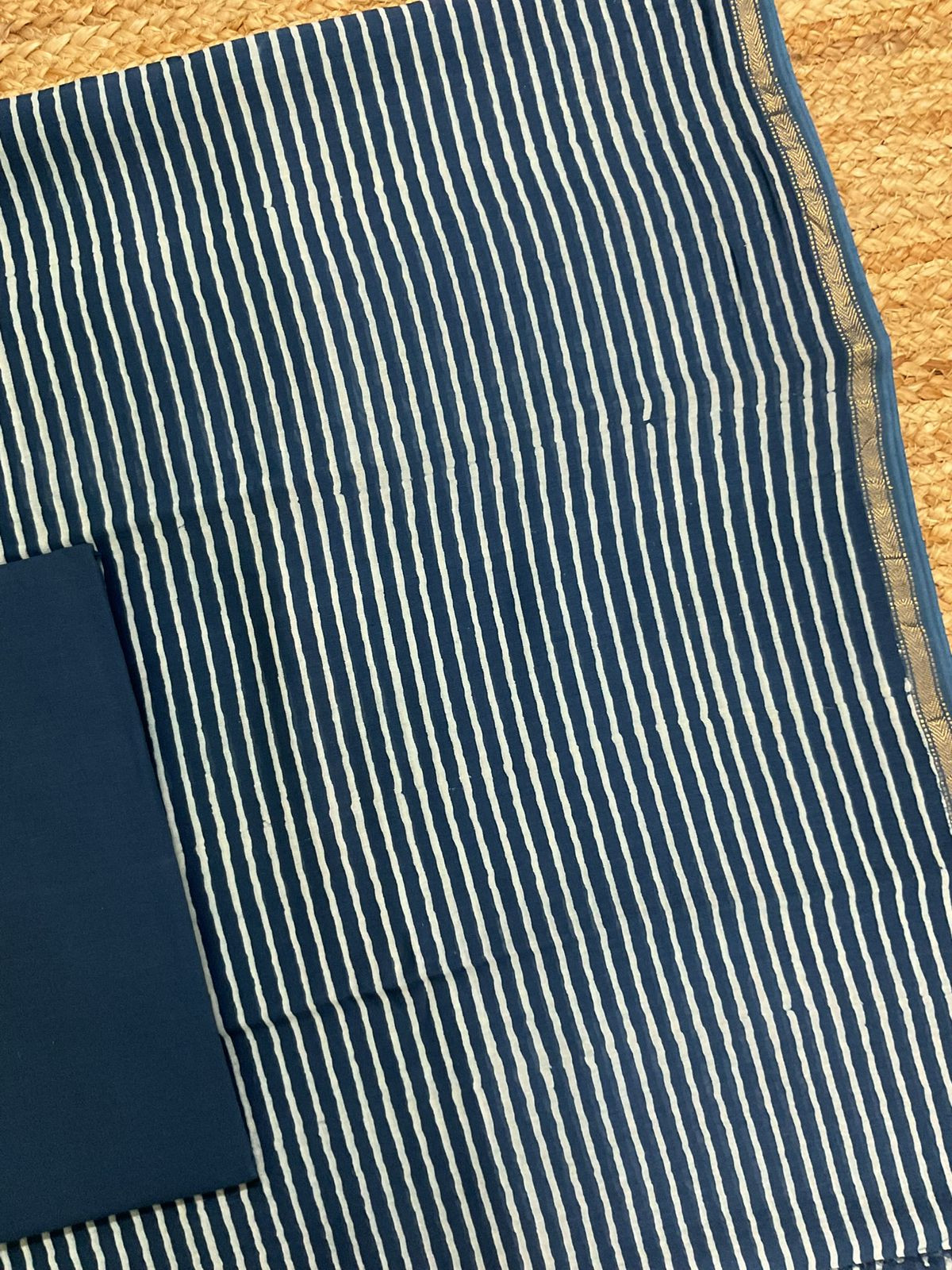 Pure Maheshwari Printed Suit - Blue