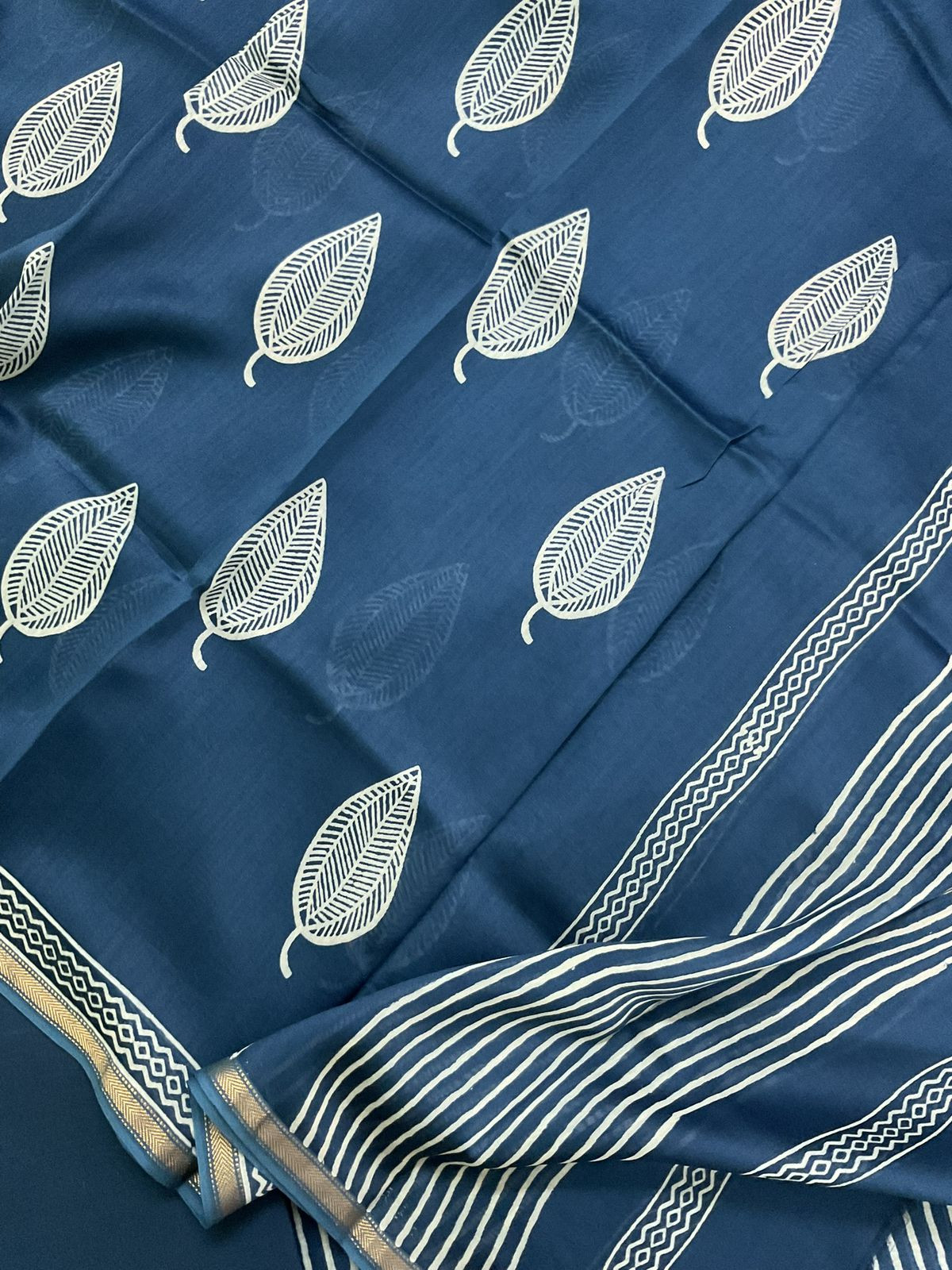 Pure Maheshwari Printed Suit - Blue
