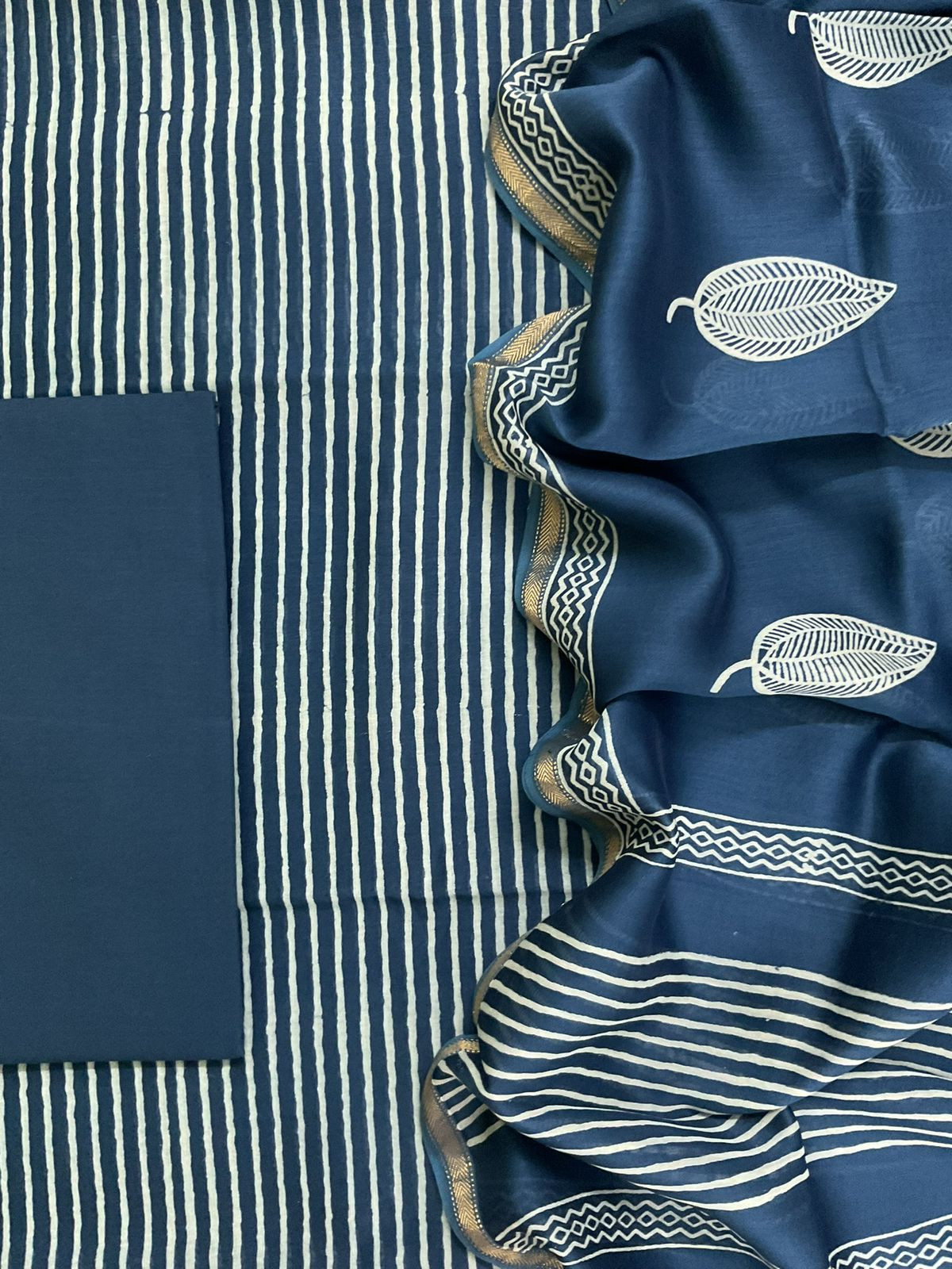 Pure Maheshwari Printed Suit - Blue