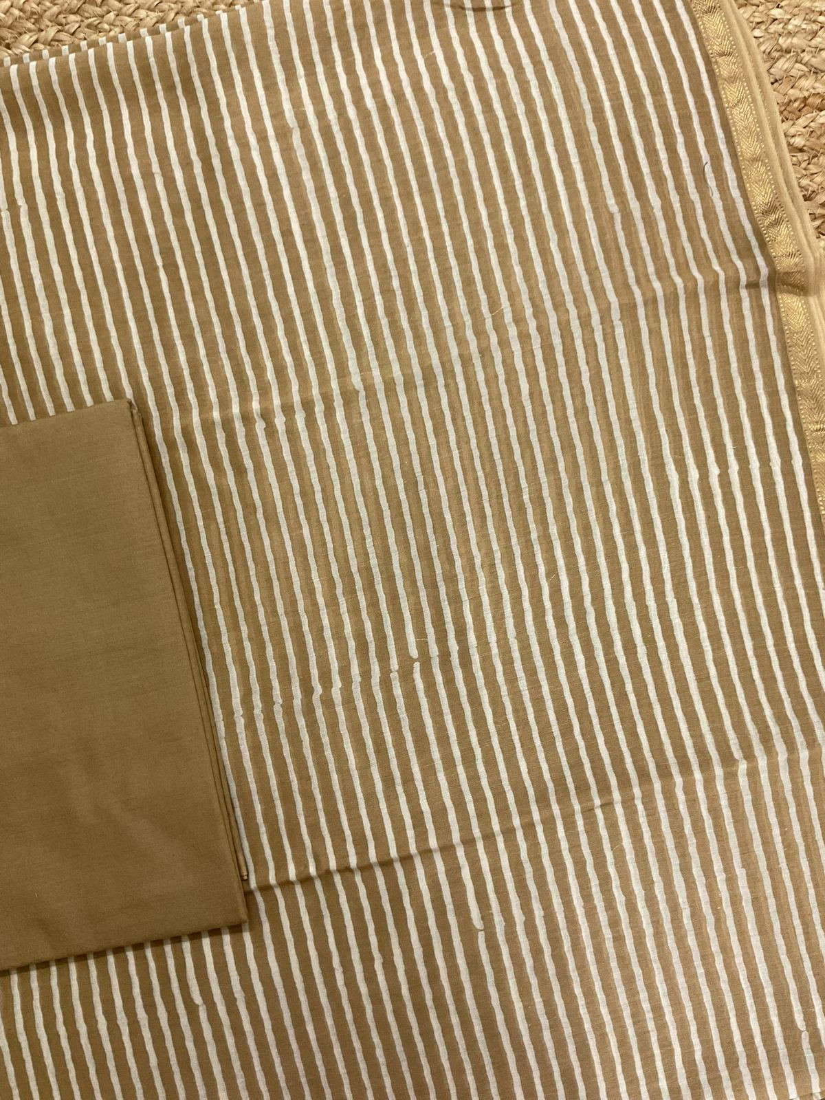 Pure Maheshwari Printed Suit - Beige