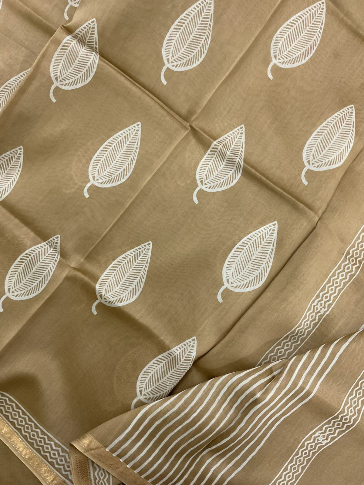 Pure Maheshwari Printed Suit - Beige