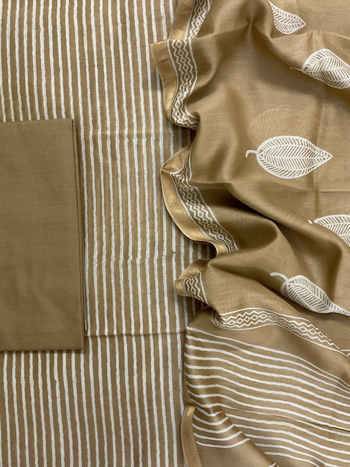 Pure Maheshwari Printed Suit - Beige