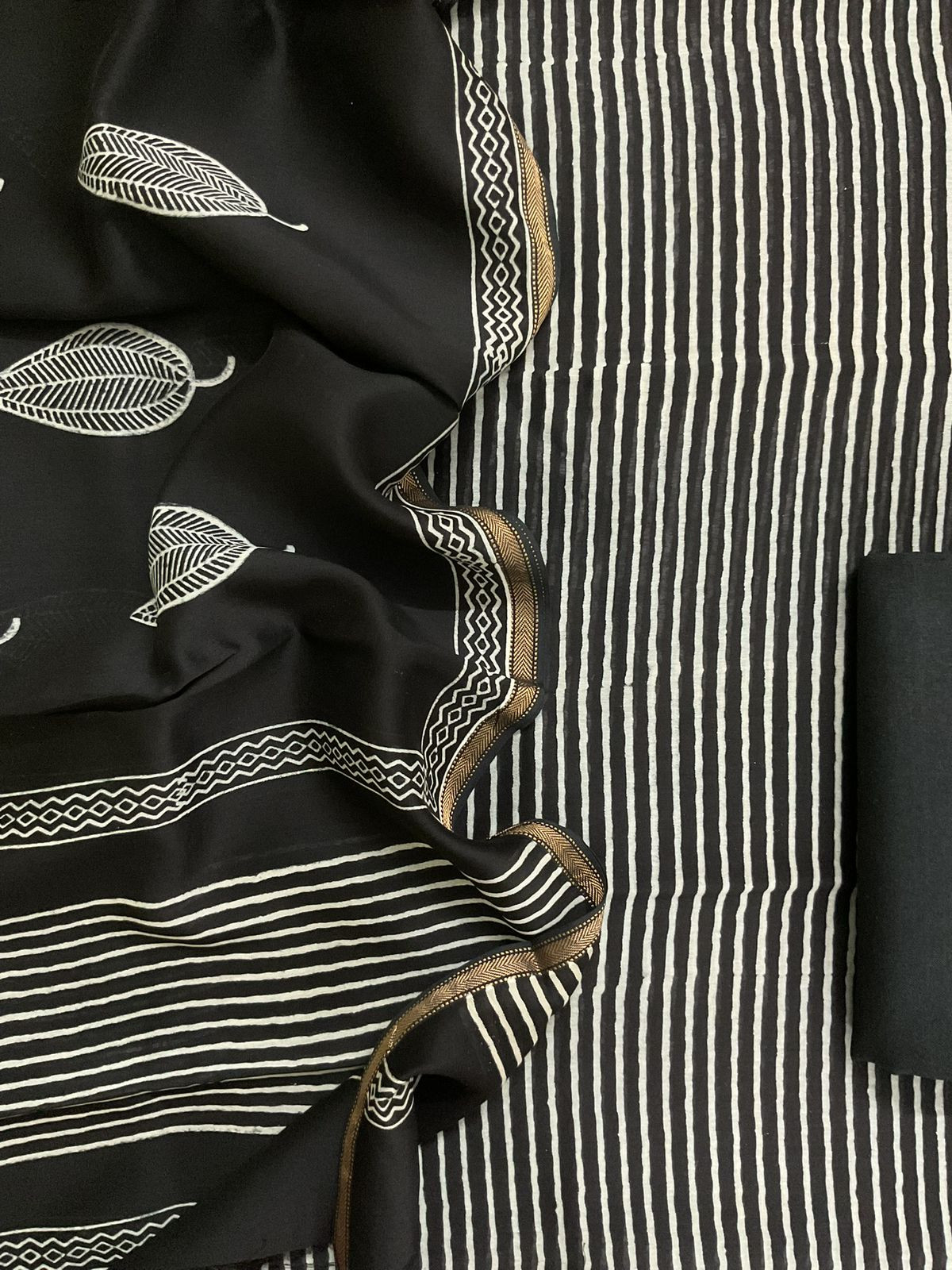 Pure Maheshwari Printed Suit - Black