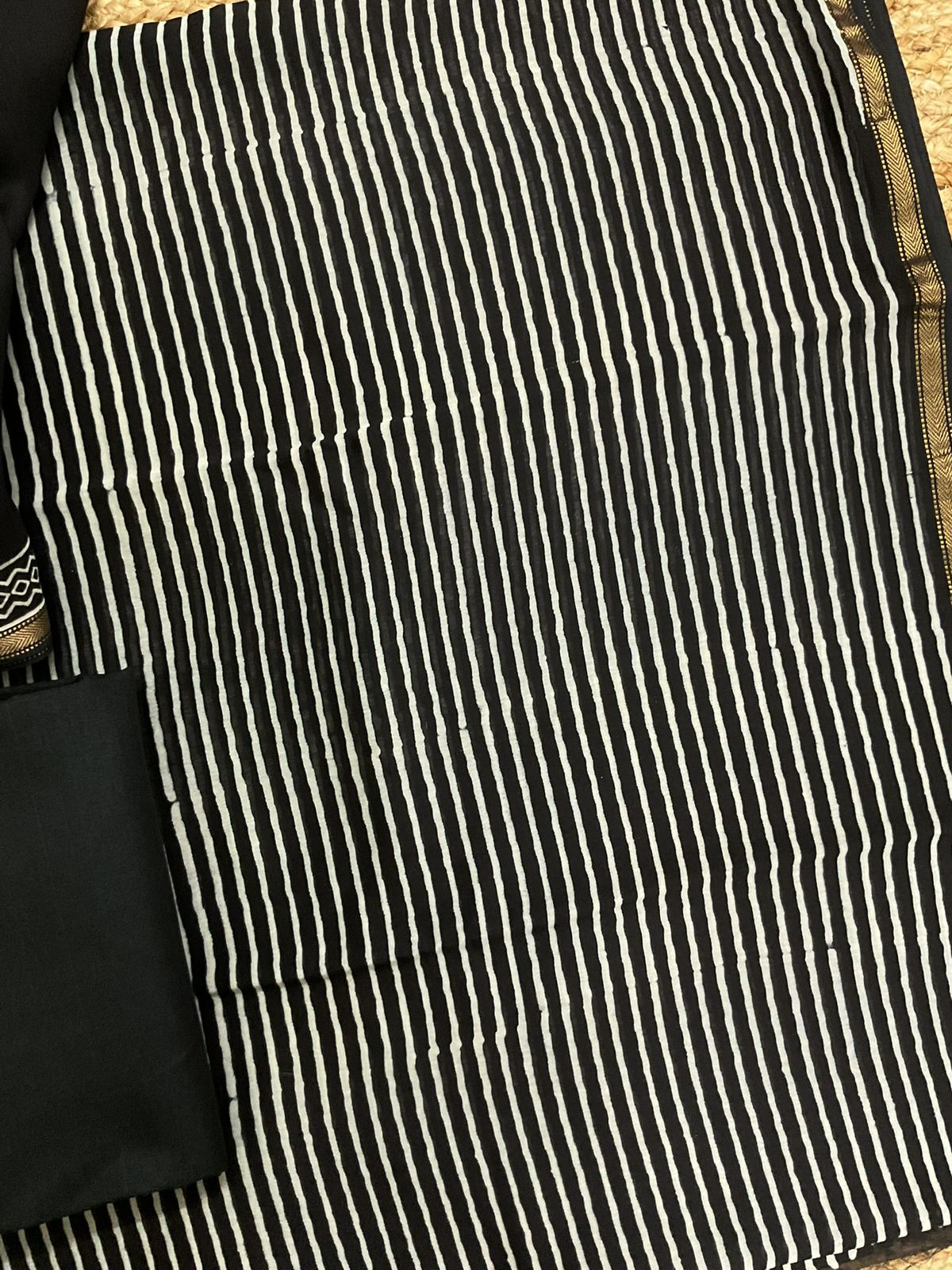 Pure Maheshwari Printed Suit - Black