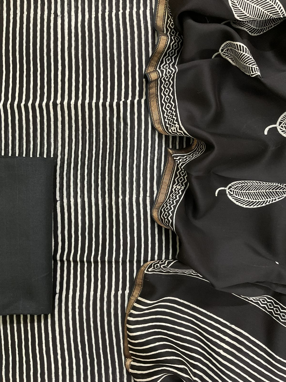 Pure Maheshwari Printed Suit - Black