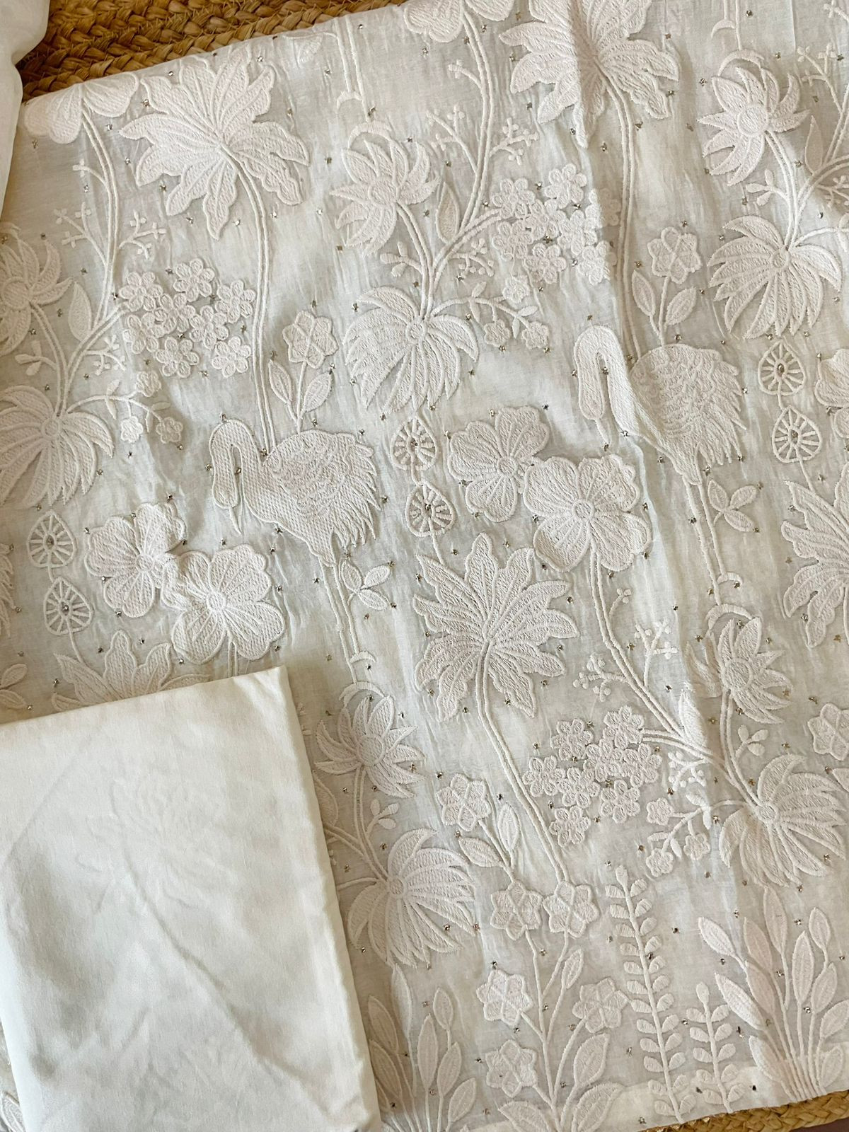 Pure Chanderi Embroidered Mukaish Work Suit - Off White