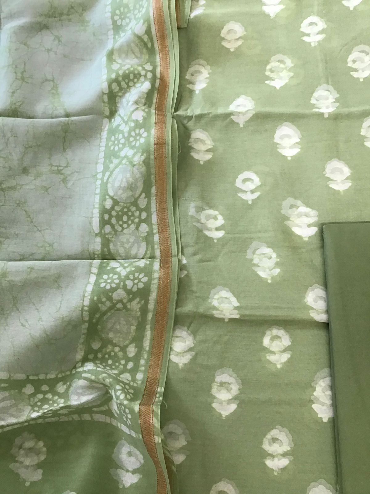 Pure Maheshwari Printed Suit - Green