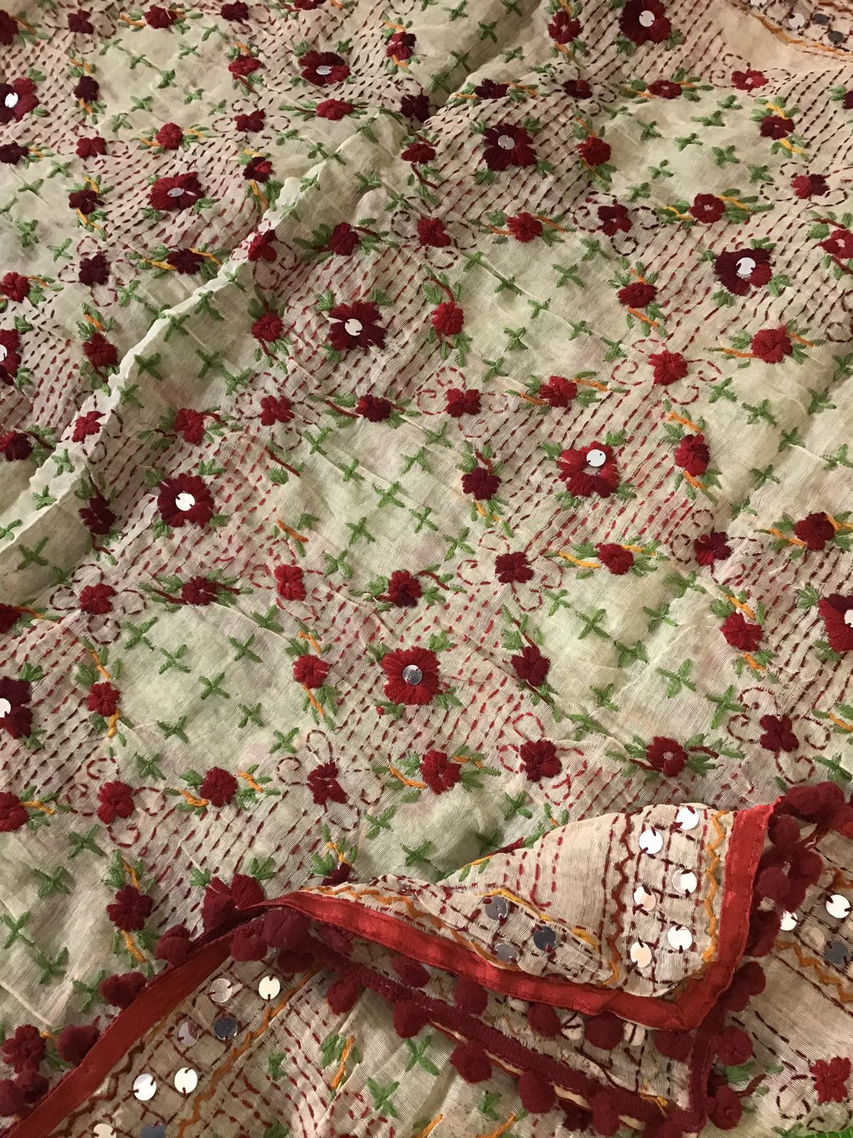 Pure Chanderi Embroidered Suit - Green