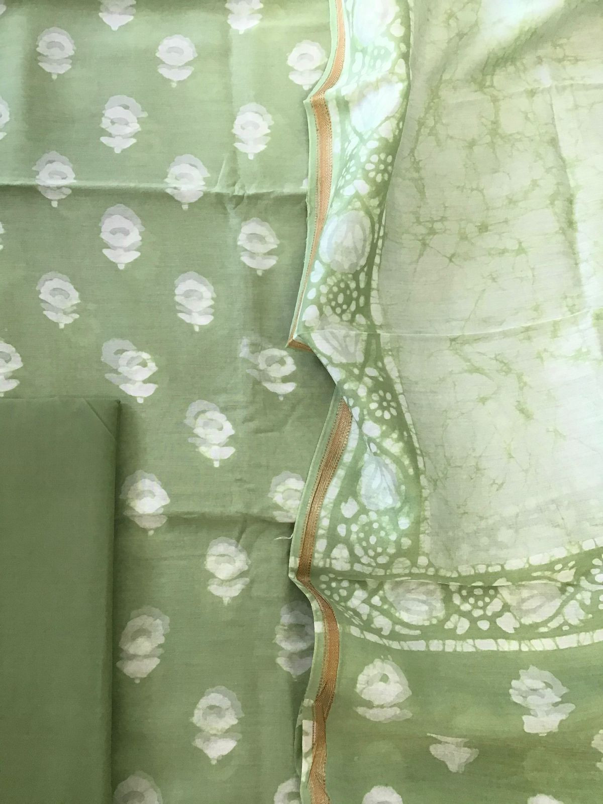 Pure Maheshwari Printed Suit - Green