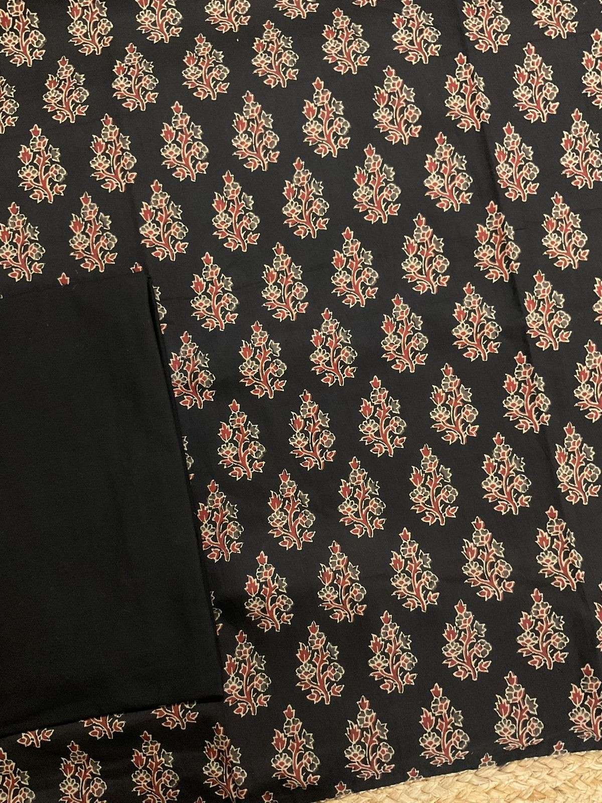 Pure Cotton Printed Suit - Black