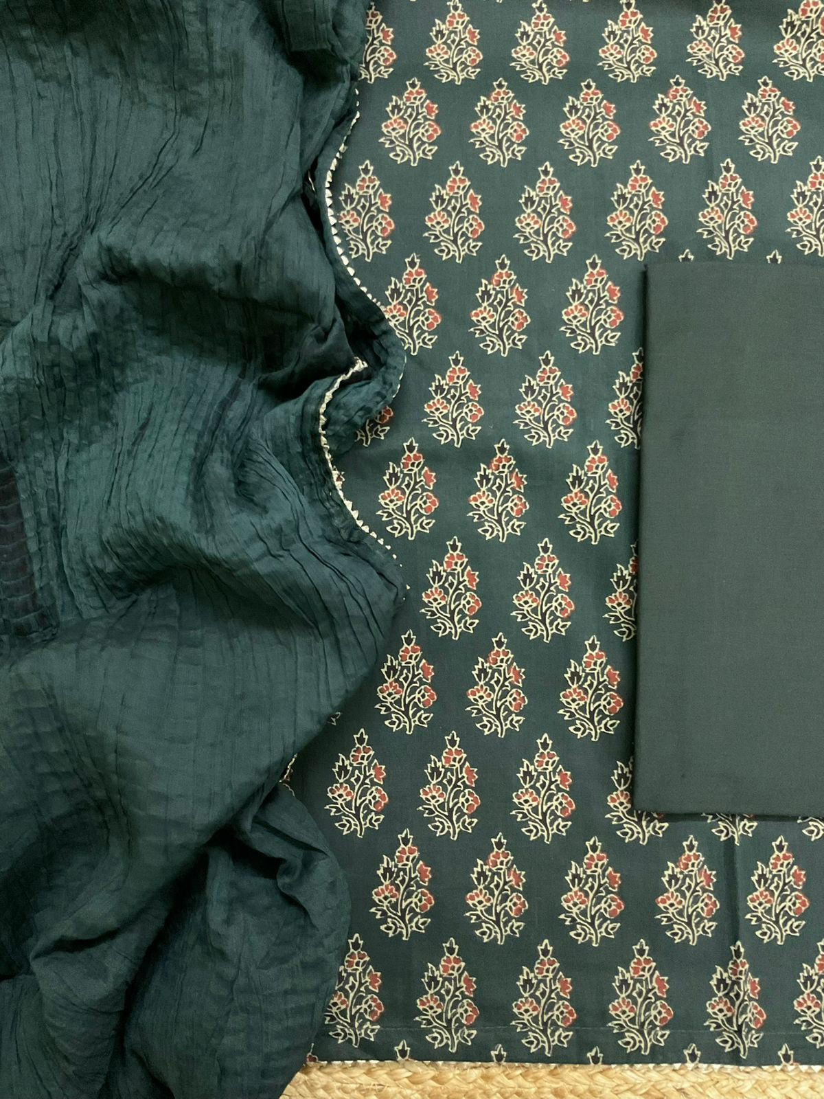 Pure Cotton Printed Suit - Green