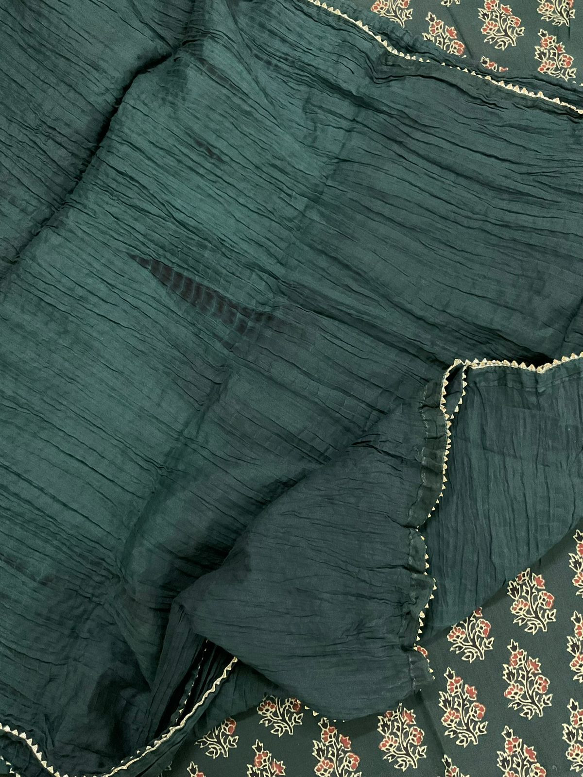 Pure Cotton Printed Suit - Green