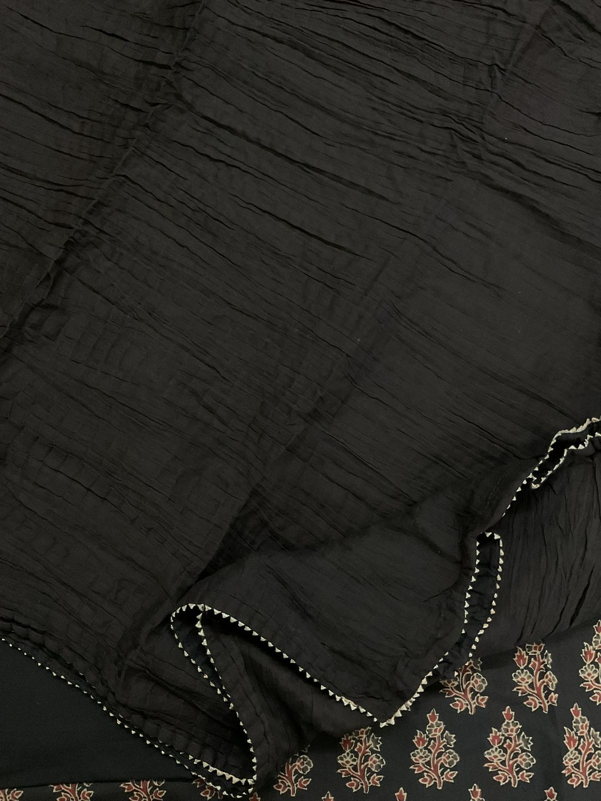 Pure Cotton Printed Suit - Black