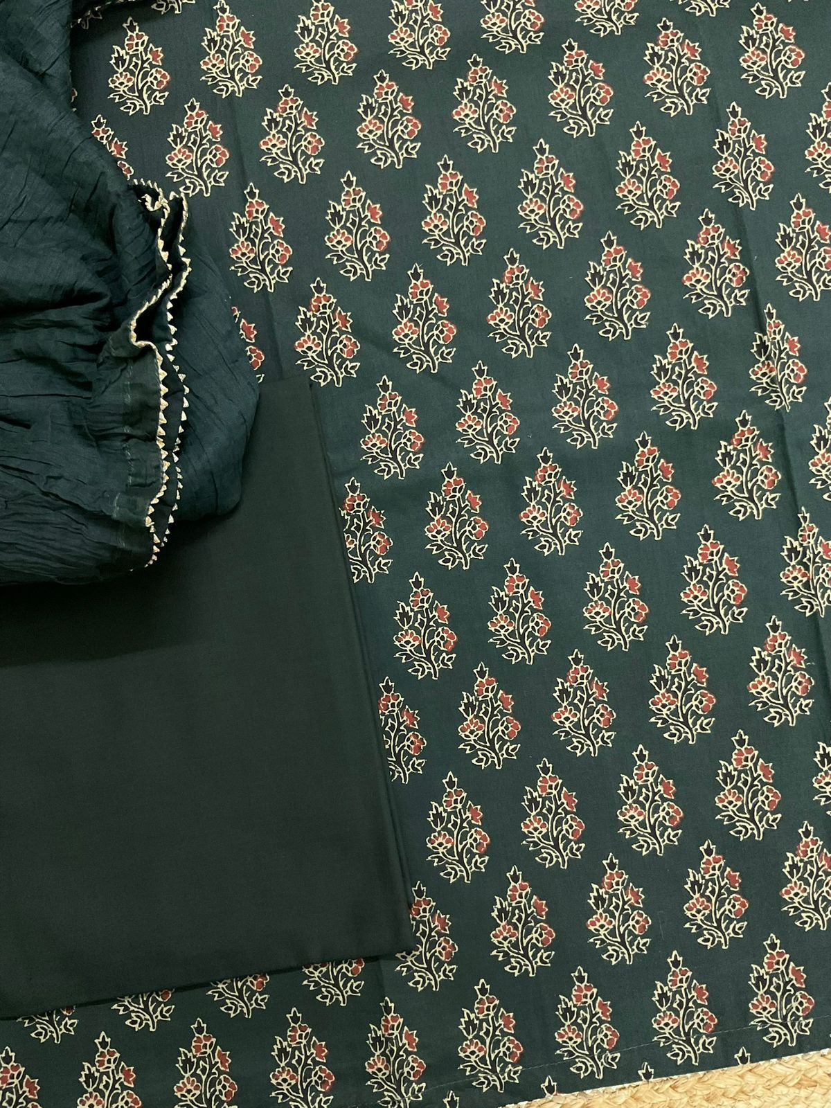 Pure Cotton Printed Suit - Green