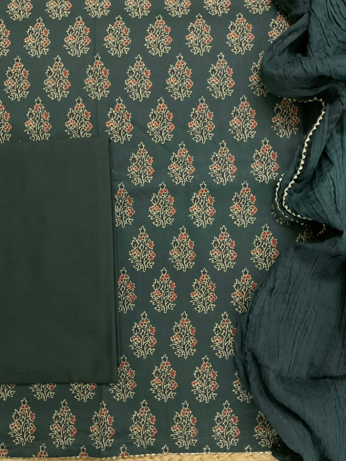 Pure Cotton Printed Suit - Green