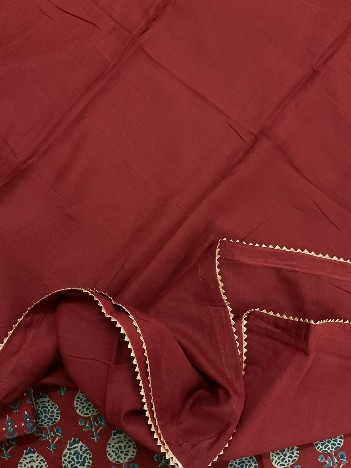 Pure Cotton Printed Suit - Maroon