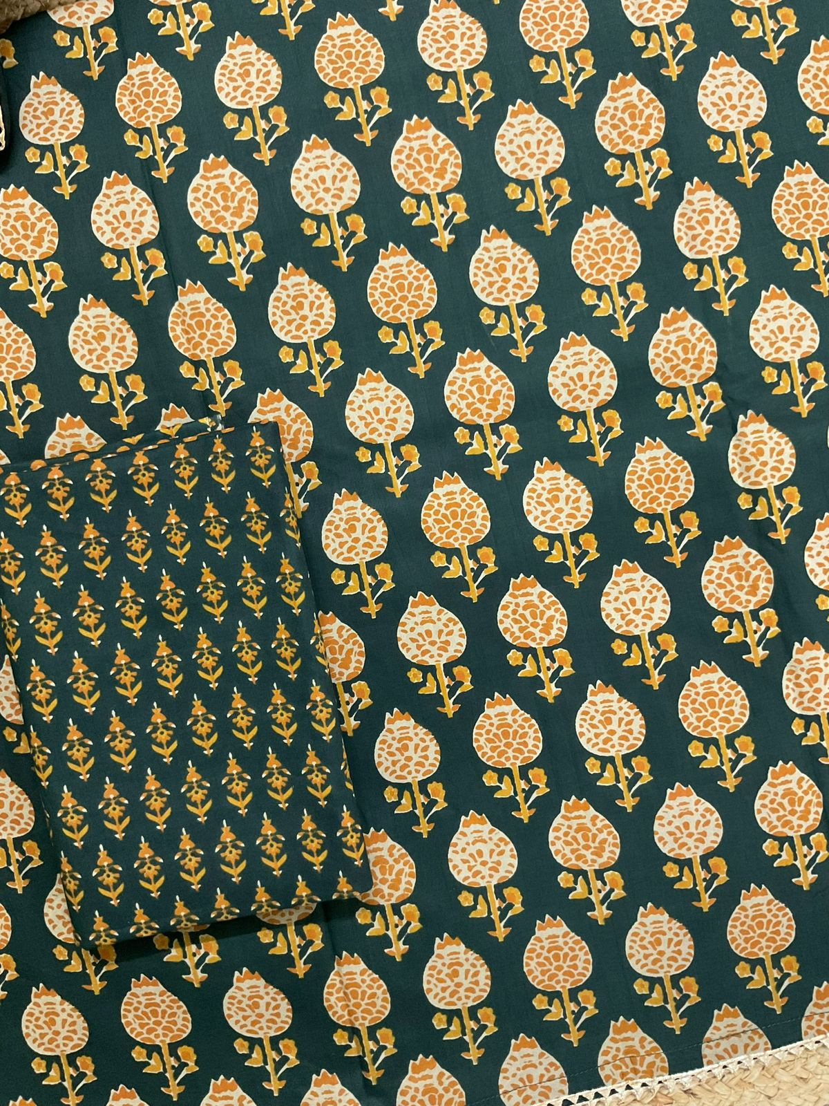 Pure Cotton Printed Suit - Green