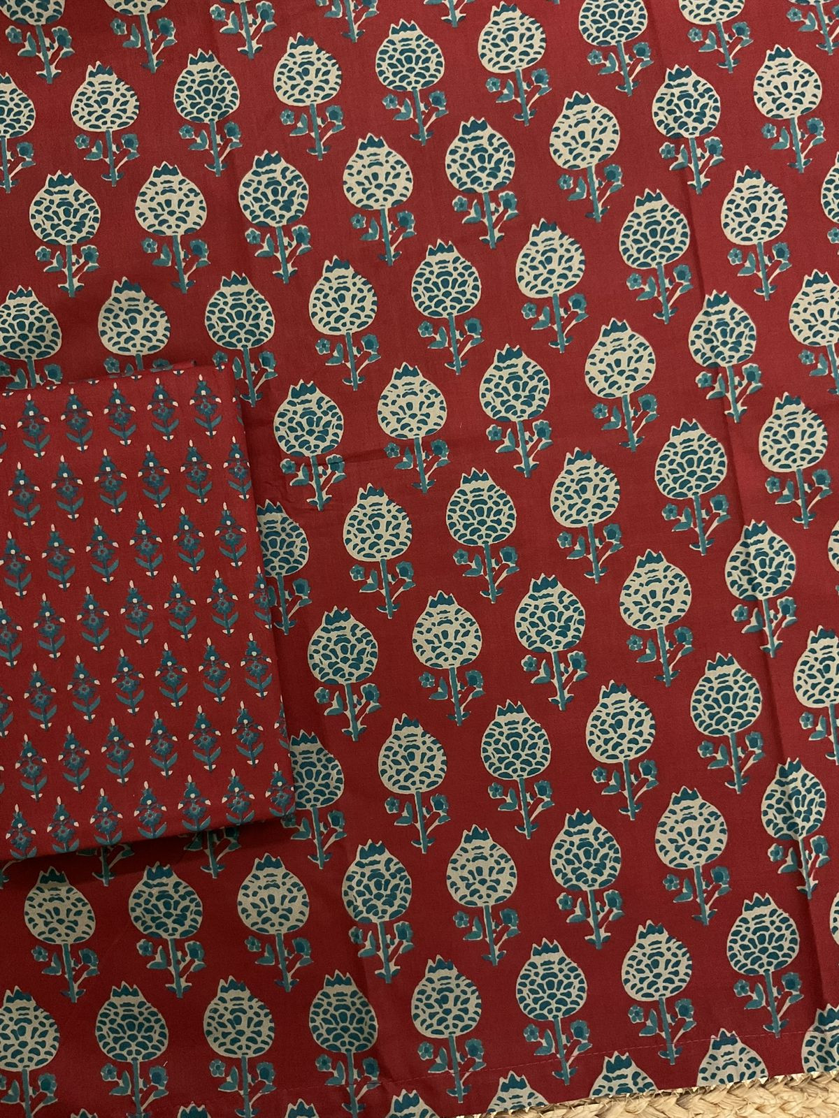 Pure Cotton Printed Suit - Maroon