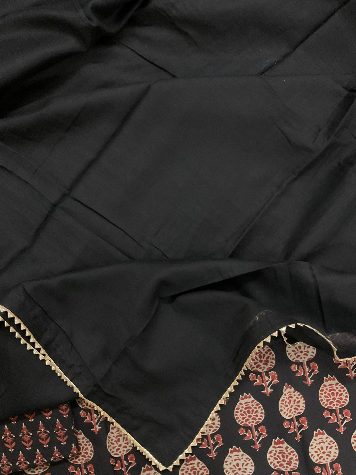 Pure Cotton Printed Suit - Black