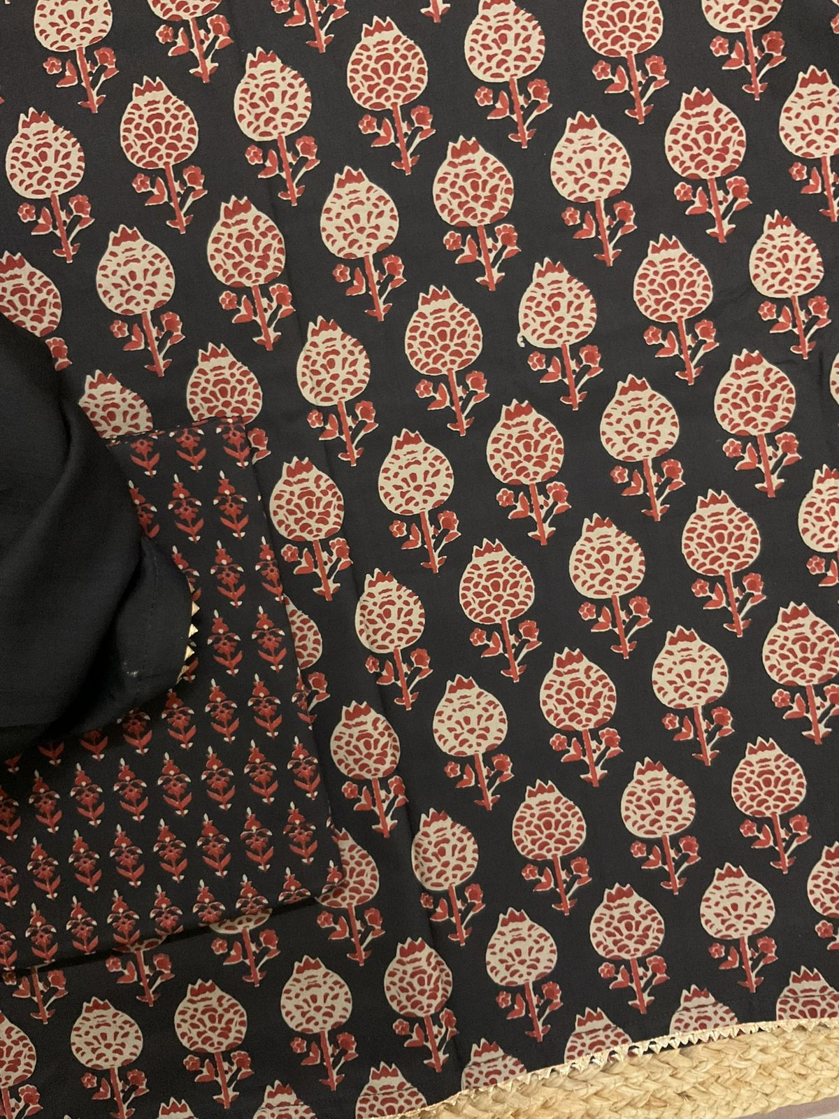 Pure Cotton Printed Suit - Black