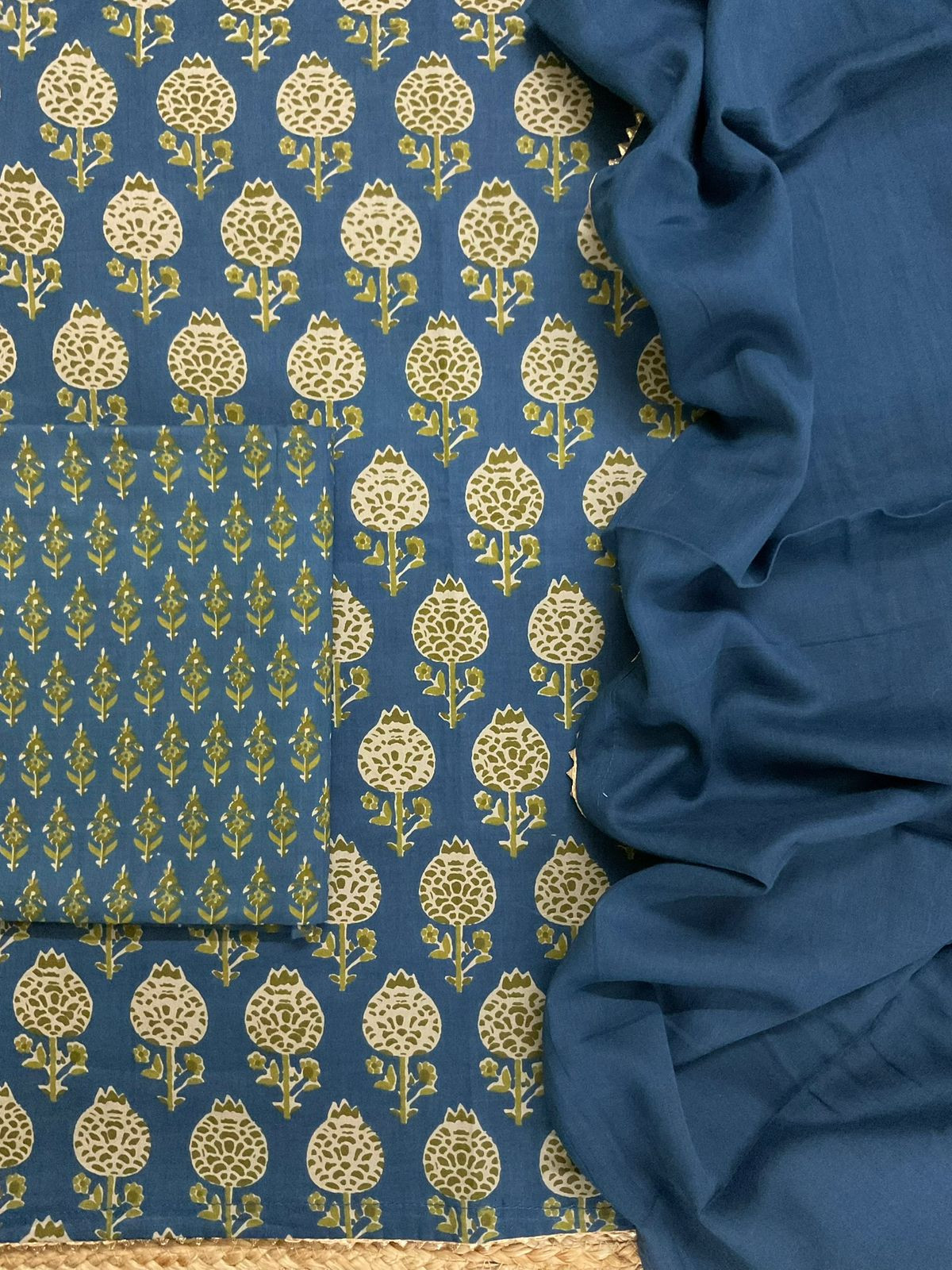 Pure Cotton Printed Suit - Blue