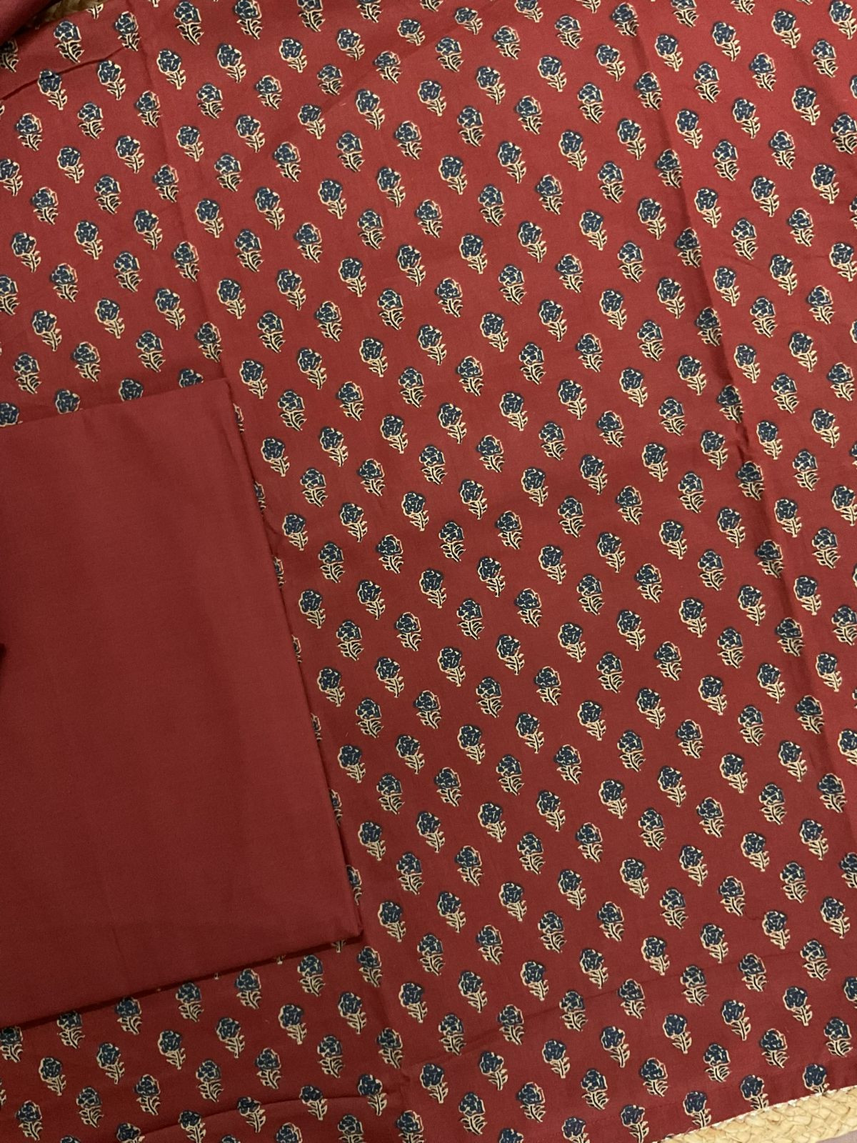 Pure Cotton Printed Suit - Maroon