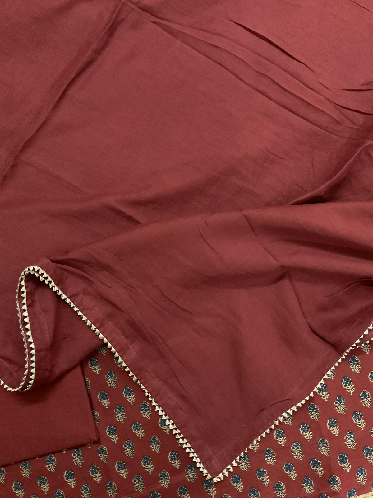 Pure Cotton Printed Suit - Maroon