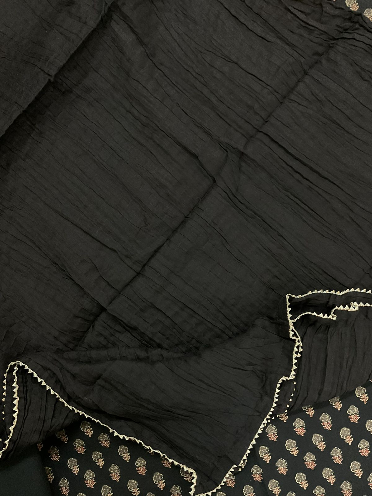 Pure Cotton Printed Suit - Black