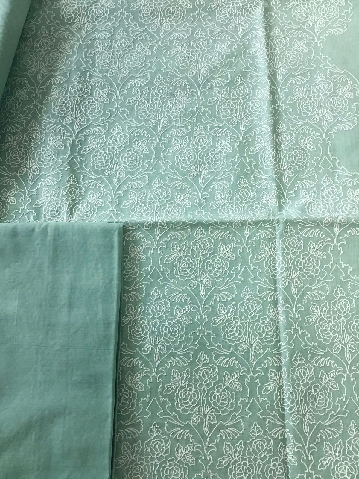 Soft Chanderi Embroidered Suit - Green