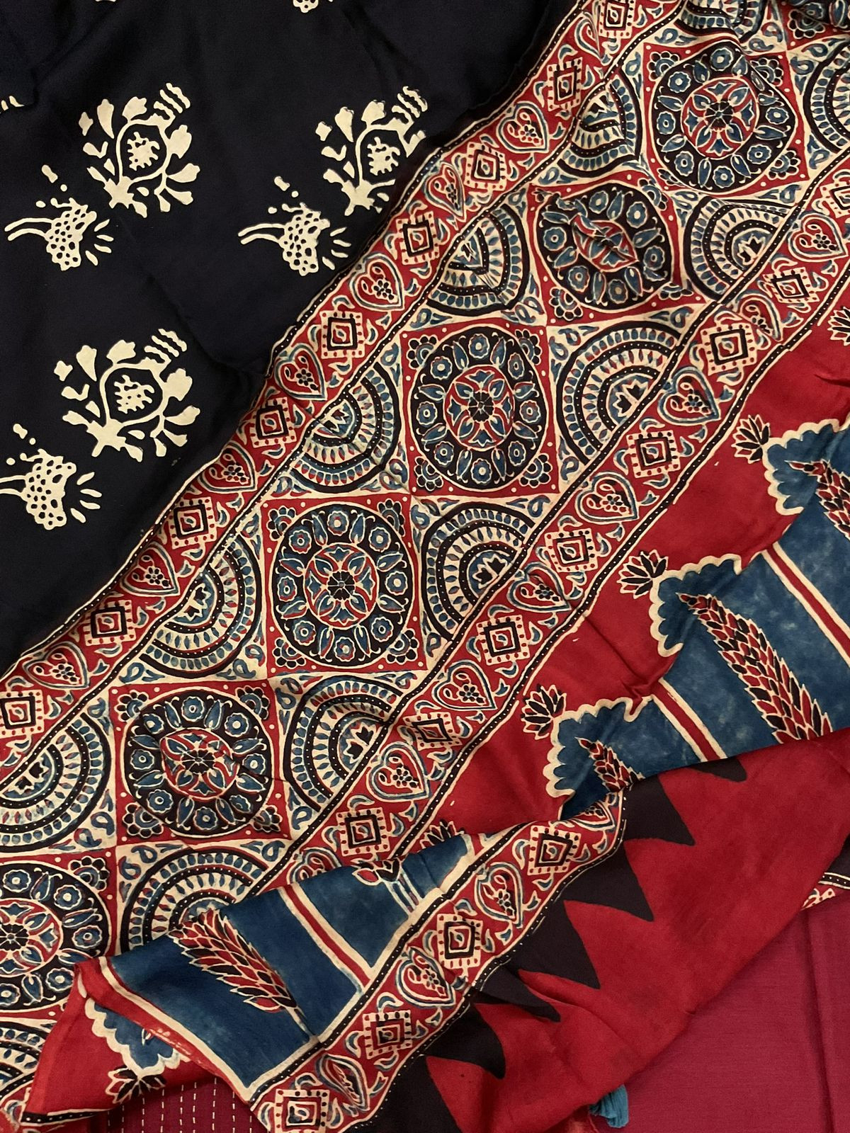 Pure Cotton Silk Printed Embroidered Suit - Maroon