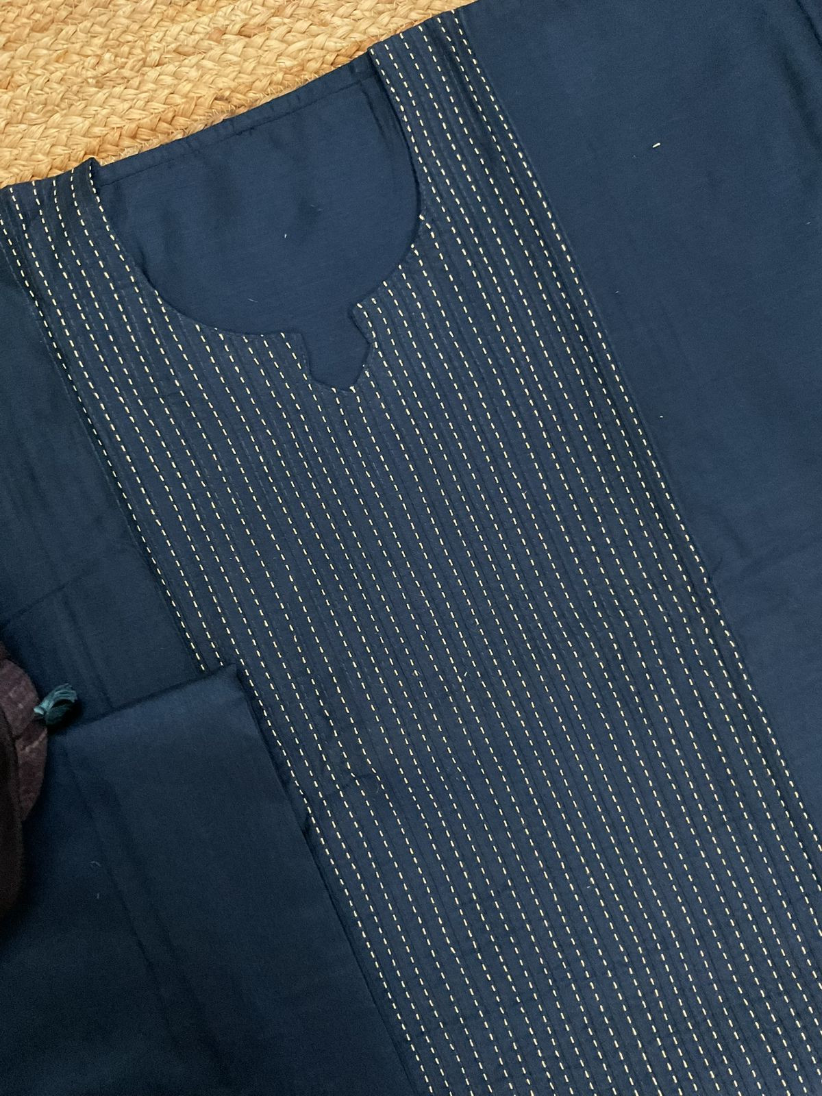 Pure Cotton Silk Printed Embroidered Suit - Blue