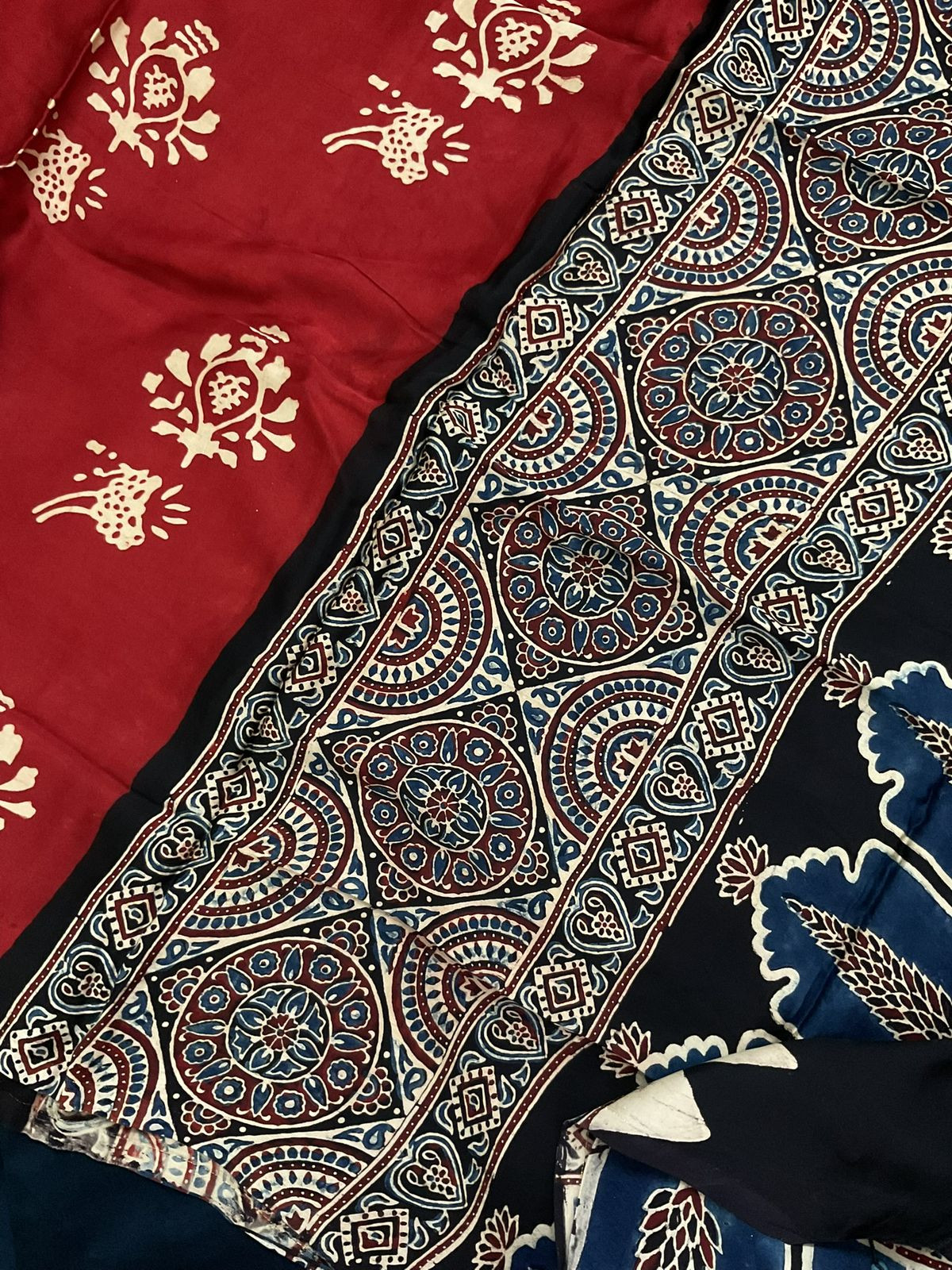 Pure Cotton Silk Printed Embroidered Suit - Blue