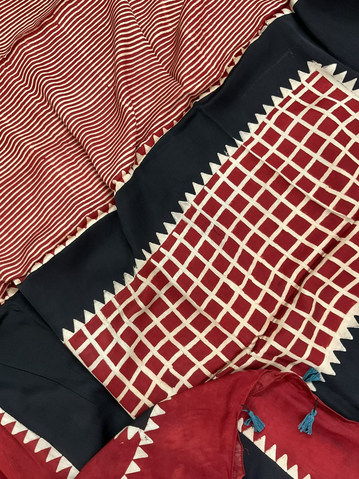 Pure Cotton Silk Printed Embroidered Suit - Maroon