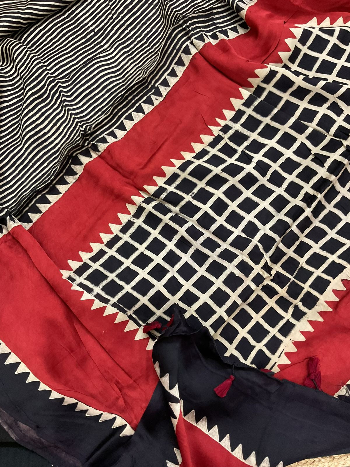 Pure Cotton Silk Printed Embroidered Suit - Black