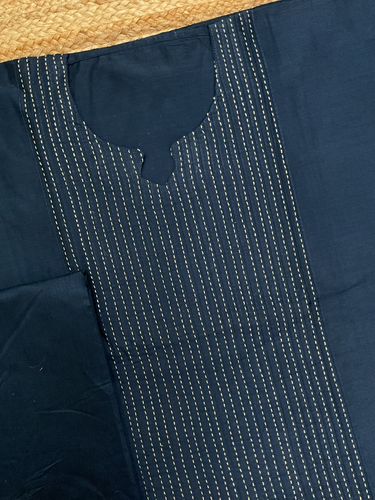 Pure Cotton Silk Printed Embroidered Suit - Blue